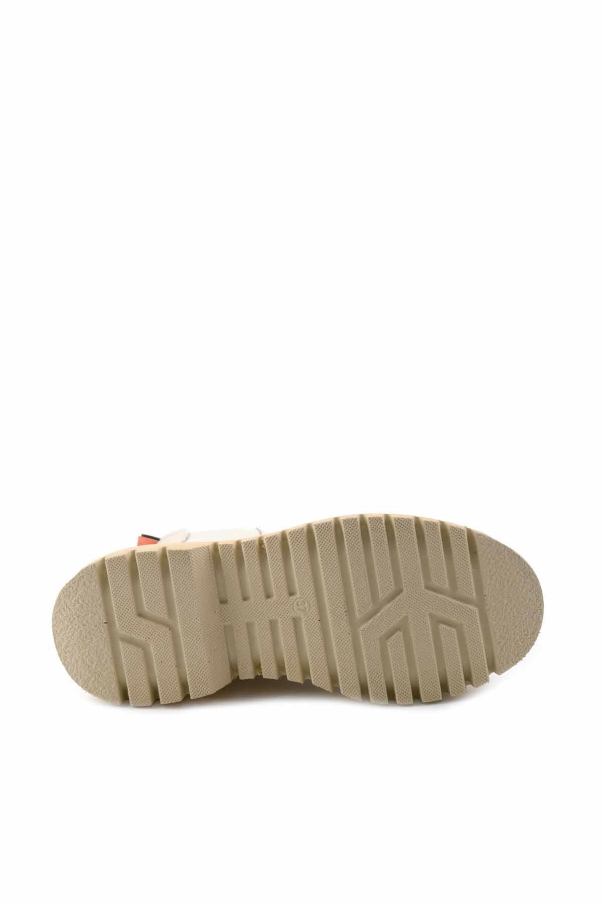 Beige Hakiki Deri Kadın Bot & Bootie HD0777003103