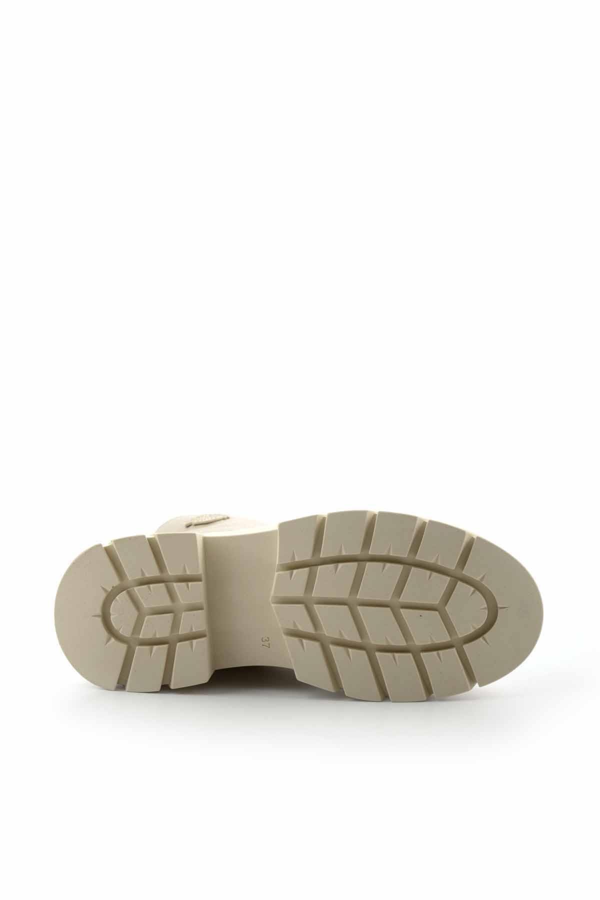 Beige Hakiki Deri Kadın Bot & Bootie HD0777066103