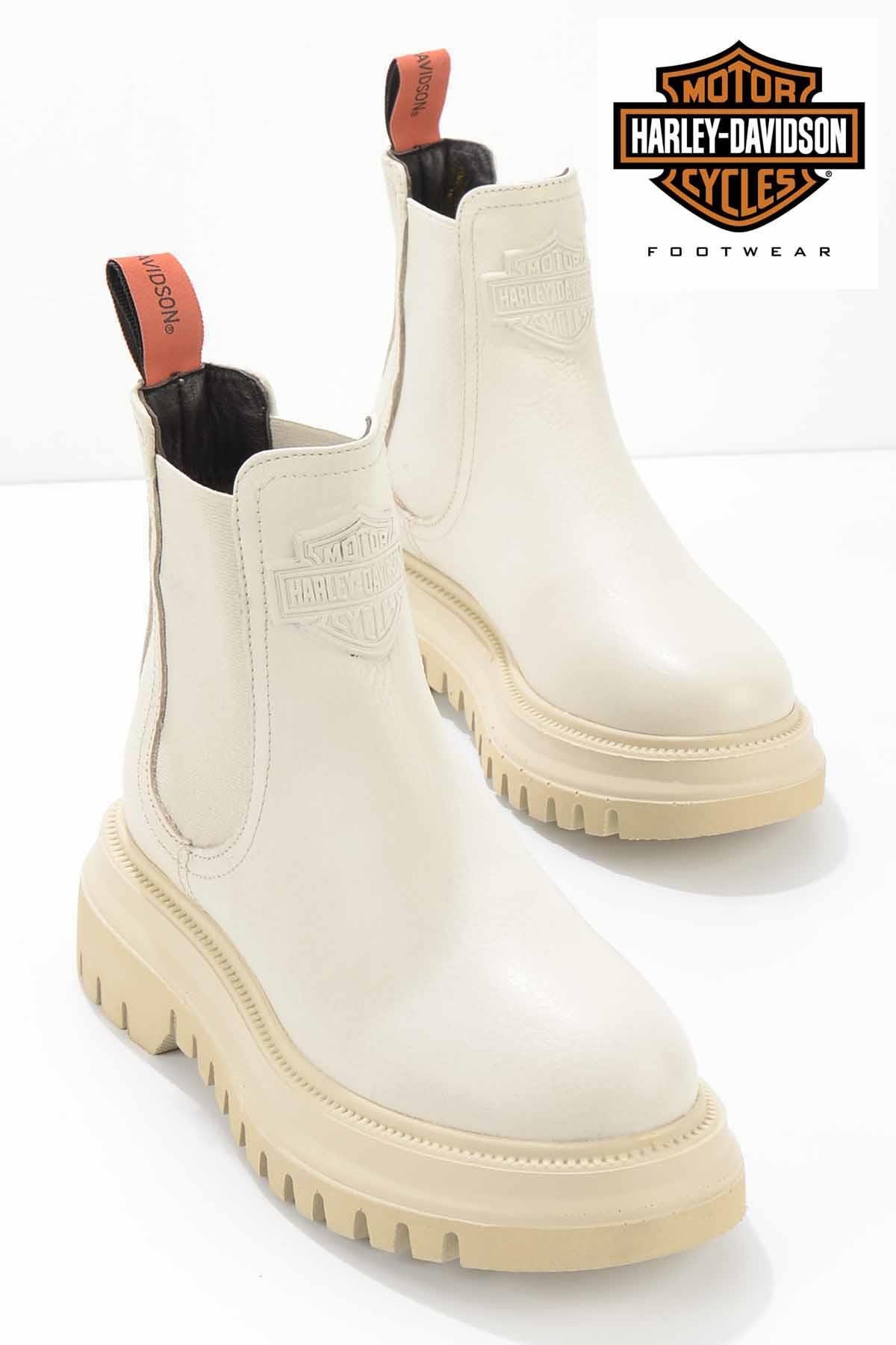 Beige Hakiki Deri Kadın Bot & Bootie HD0777003103