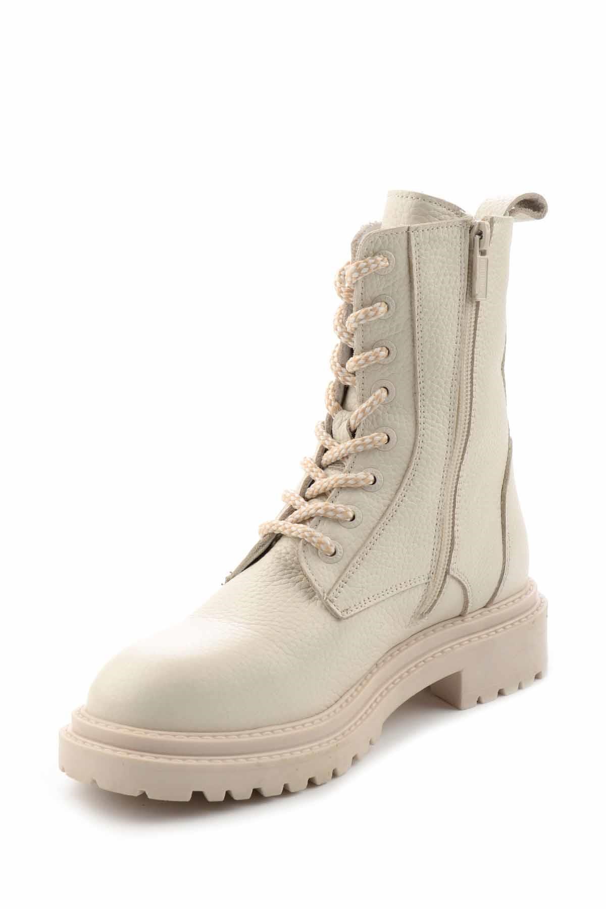 Beige Hakiki Deri Kadın Bot & Bootie HD0777002303