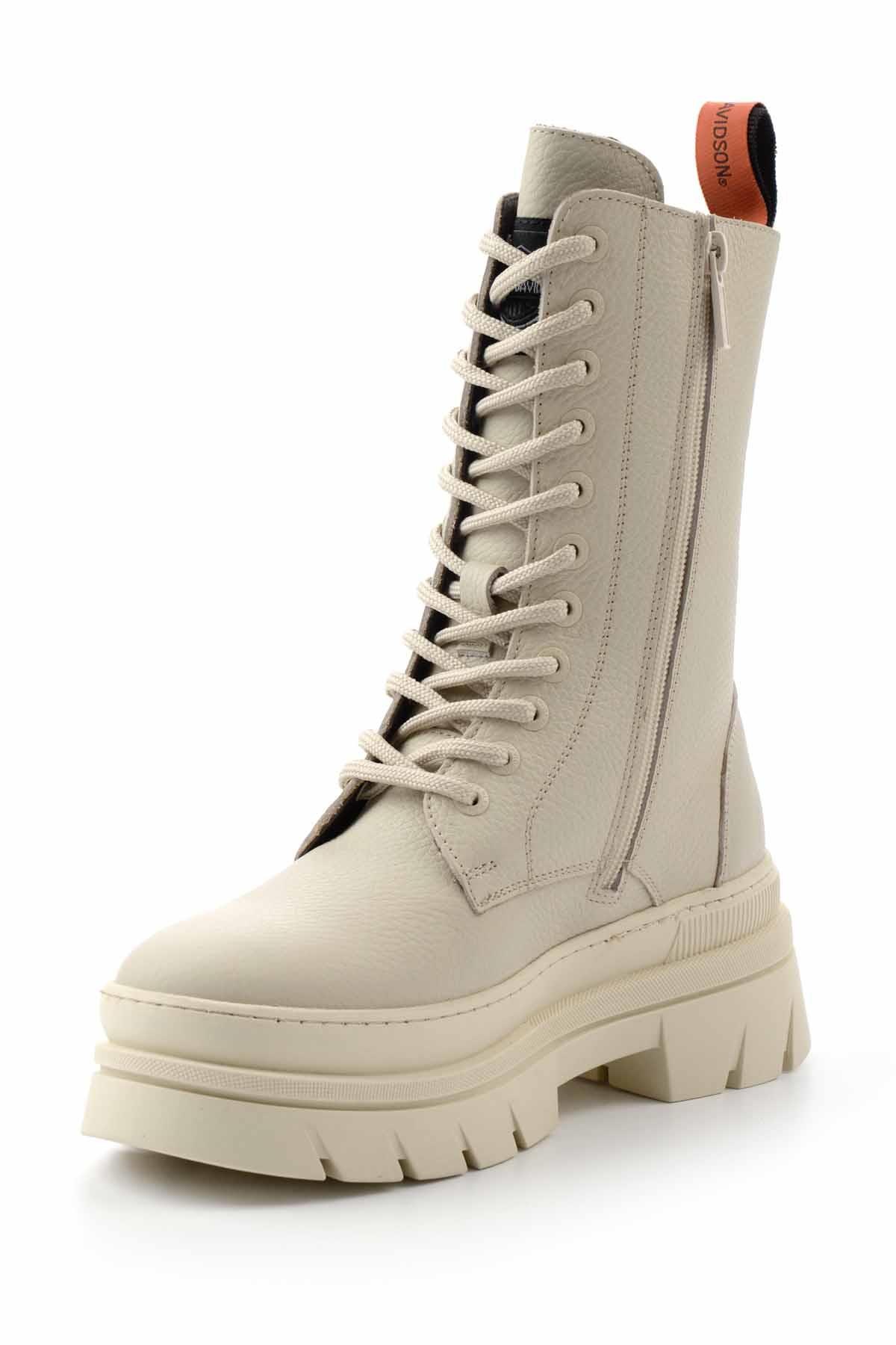 Beige Hakiki Deri Kadın Bot & Bootie HD0777066103