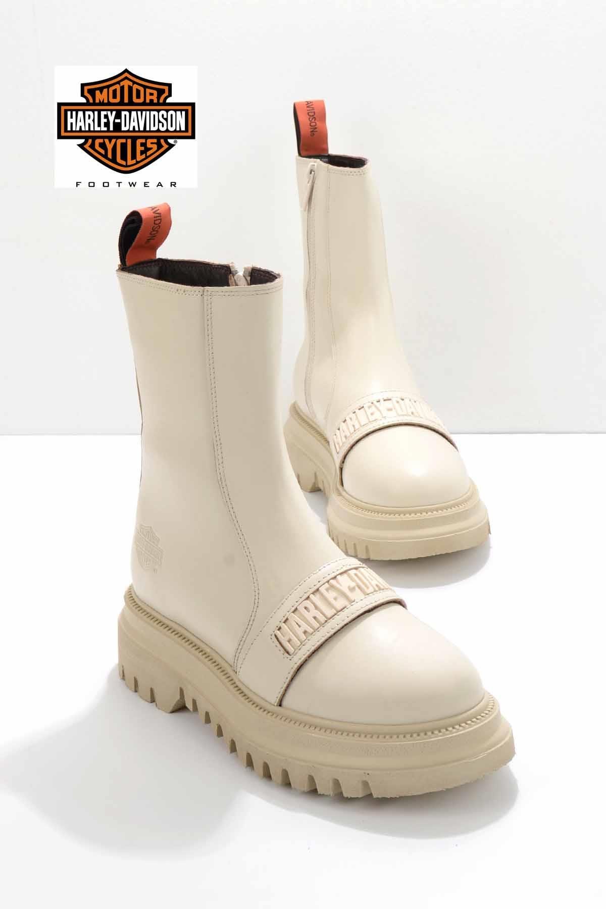 Beige Hakiki Deri Kadın Bot & Bootie HD0777054903