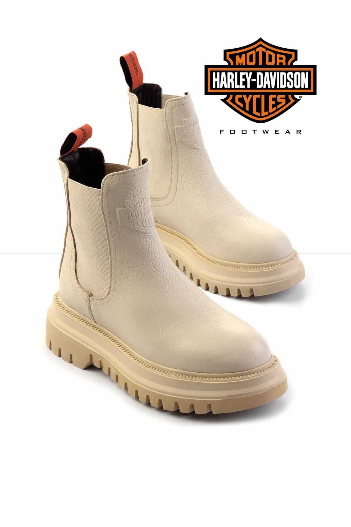 Beige Hakiki Deri Kadın Bot & Bootie HD0777003103