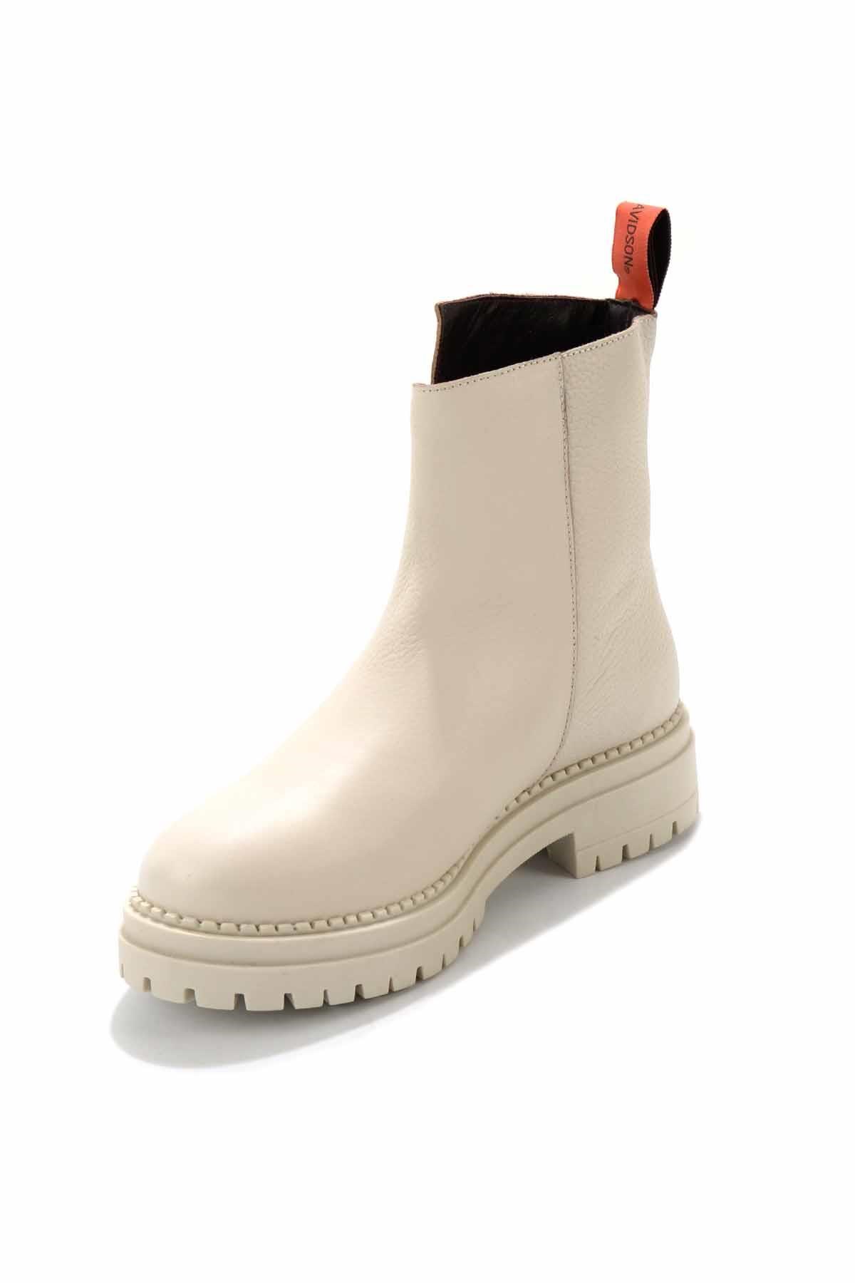 Beige Hakiki Deri Kadın Bot & Bootie HD0777003903