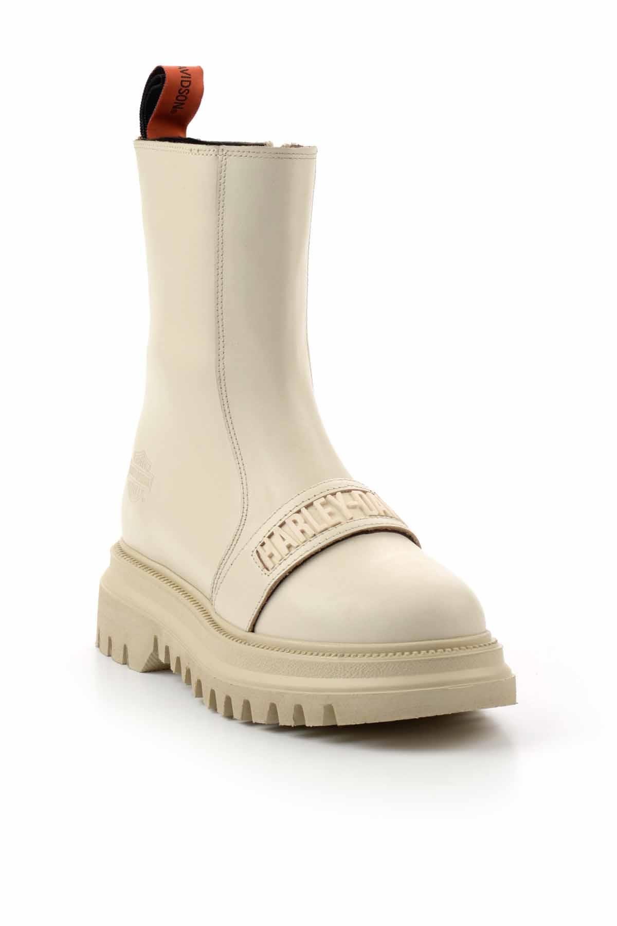 Beige Hakiki Deri Kadın Bot & Bootie HD0777054903