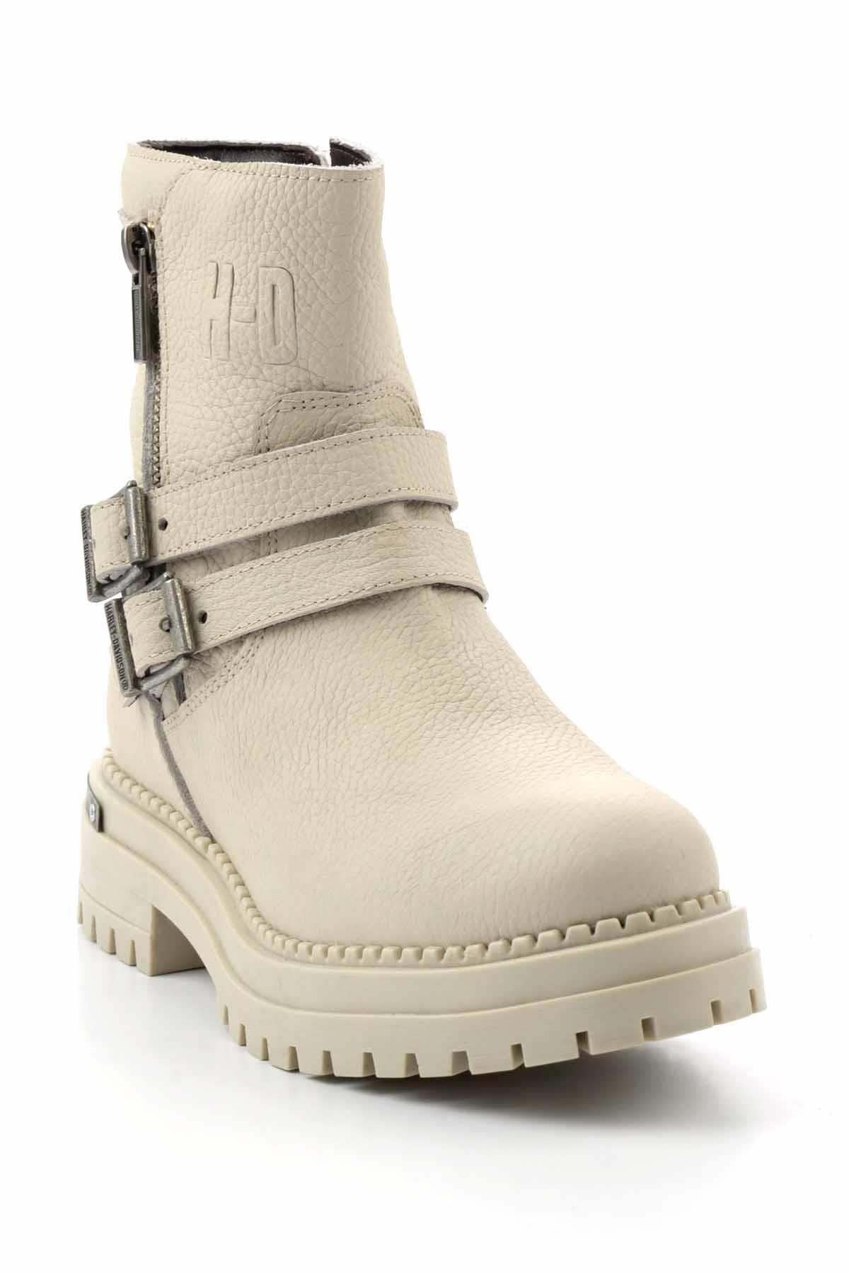 Beige Hakiki Deri Kadın Bot & Bootie HD0777055603