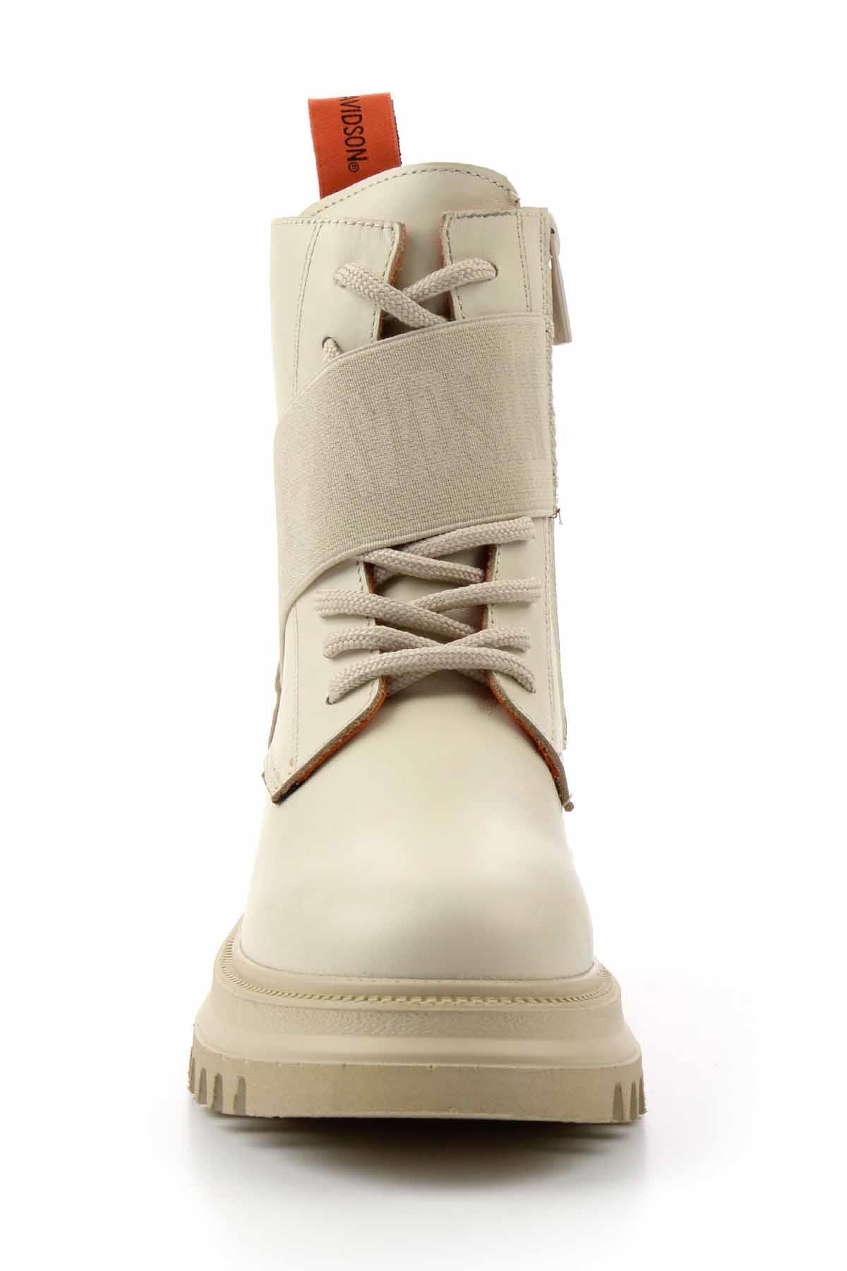 Beige Hakiki Deri Kadın Bot & Bootie HD0777055403