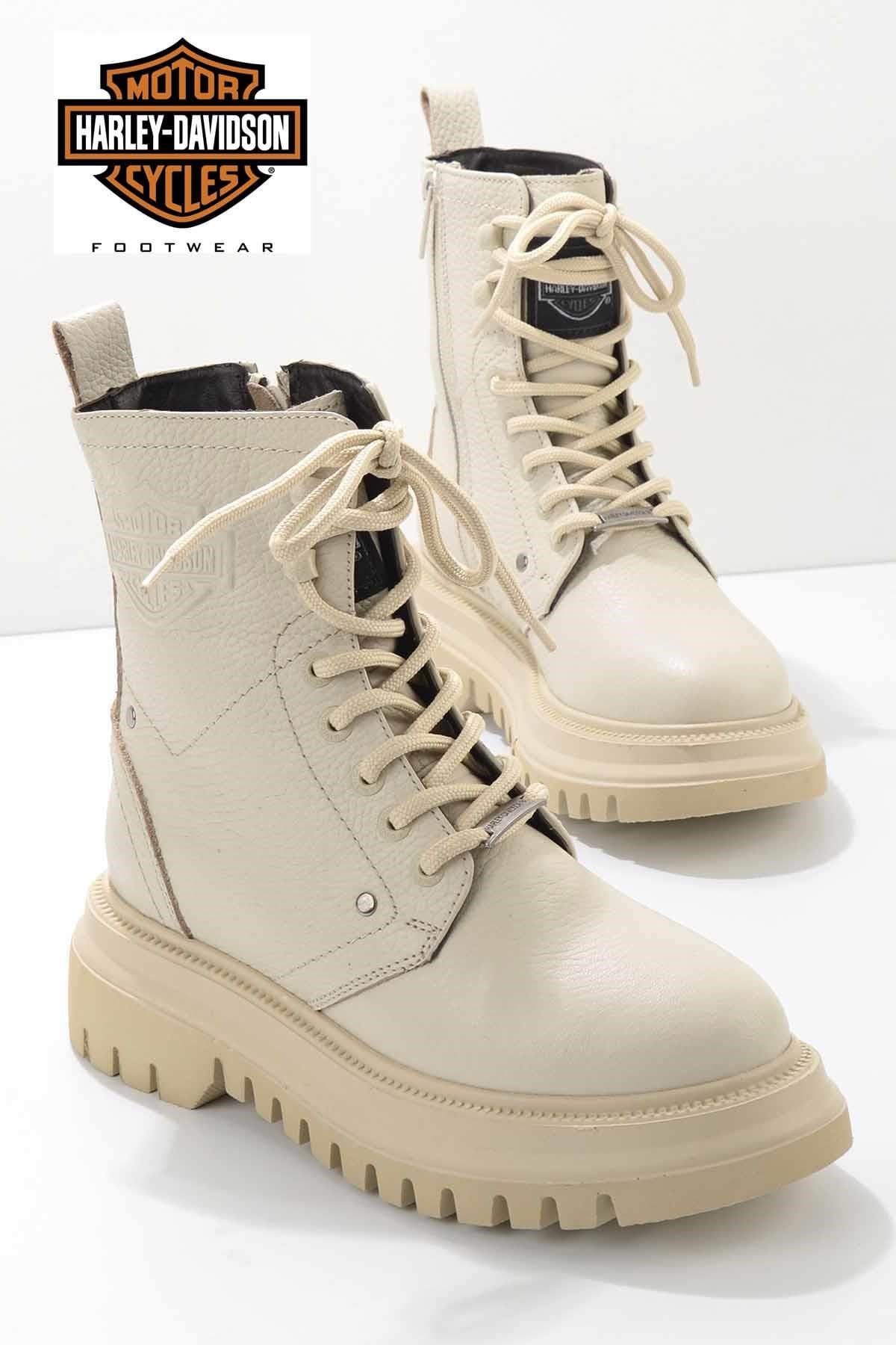 Beige Hakiki Deri Kadın Bot & Bootie HD0777002903