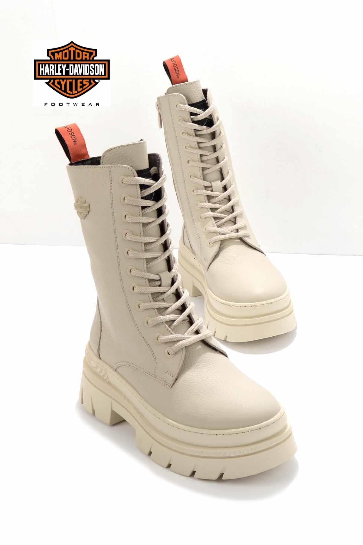 Beige Hakiki Deri Kadın Bot & Bootie HD0777066103
