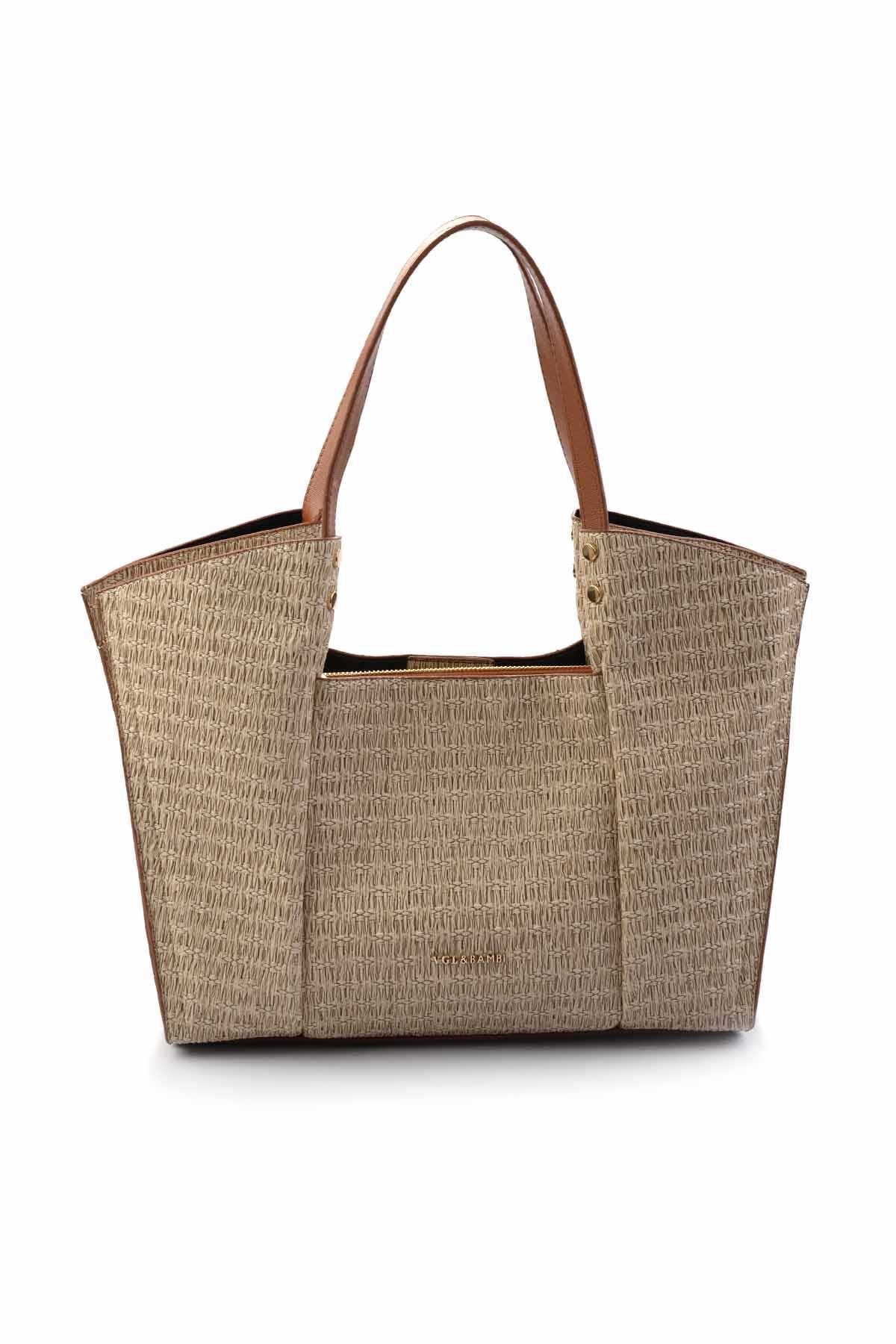 Bej Baskı  Kadın Omuz Çantası C06004902428