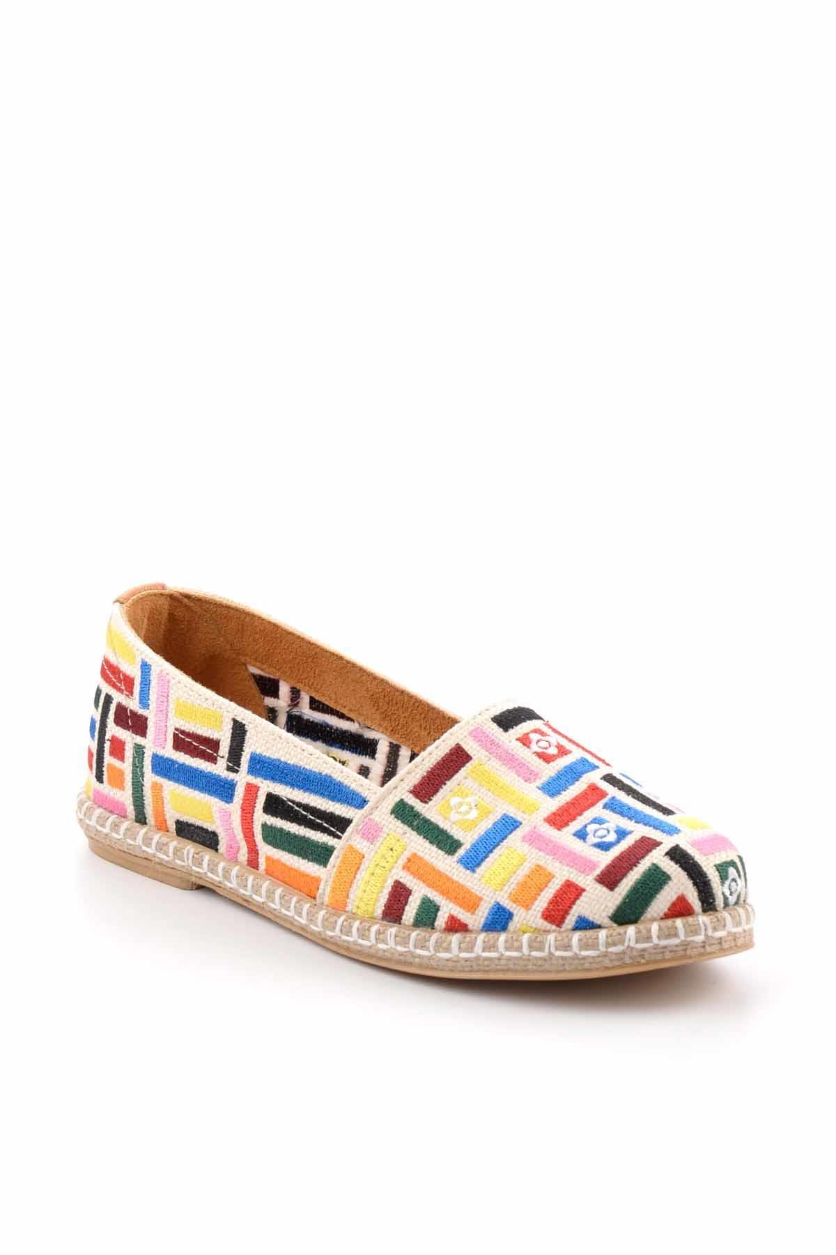 Bej Çok Renkli Leather Kadın Espadril K01534070628