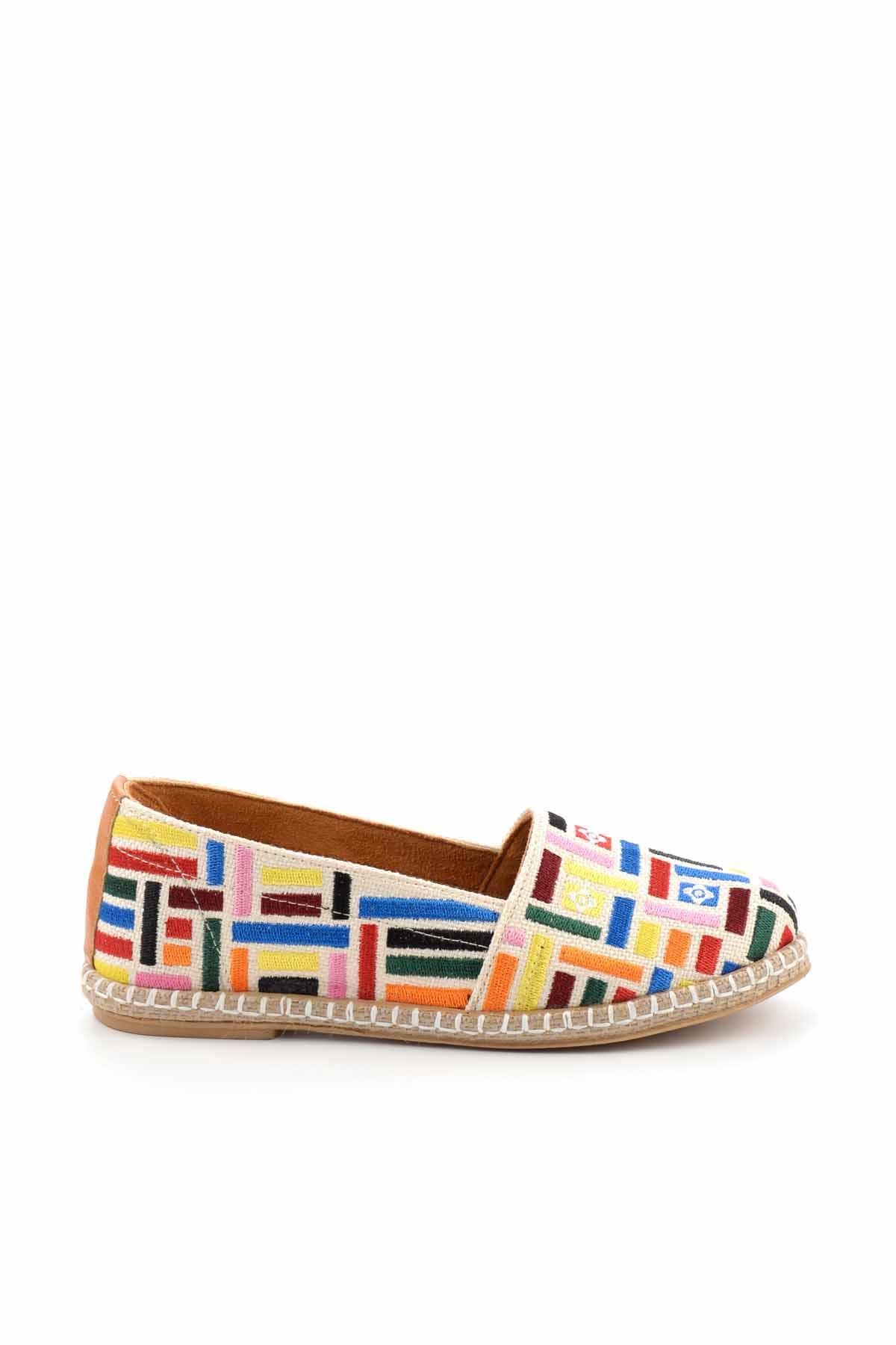 Bej Çok Renkli Leather Kadın Espadril K01534070628