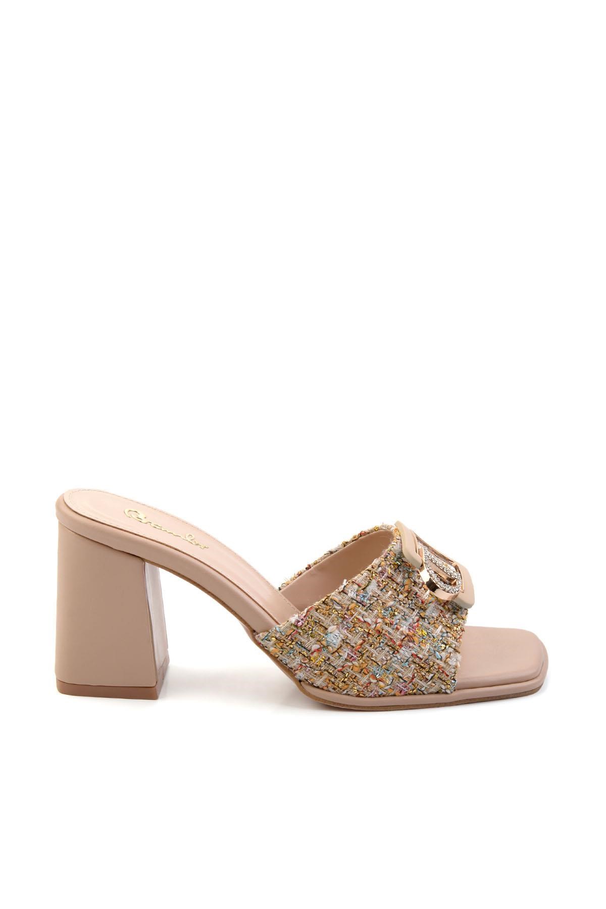 Bej Desenli  Kadın Terlik K04231448804