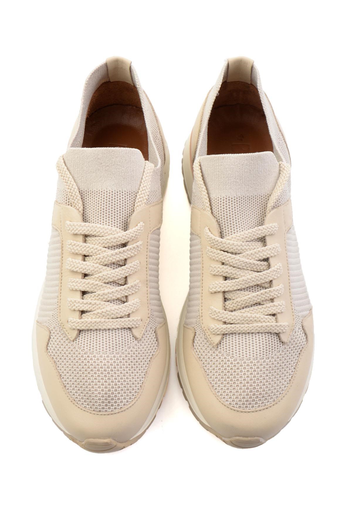 Bej Hakiki Deri Erkek Sneaker E01730580382