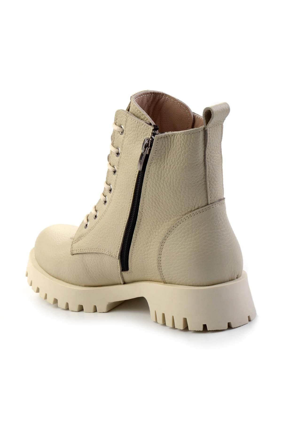 Bej Hakiki Deri Kadın Bot & Bootie K02028800803