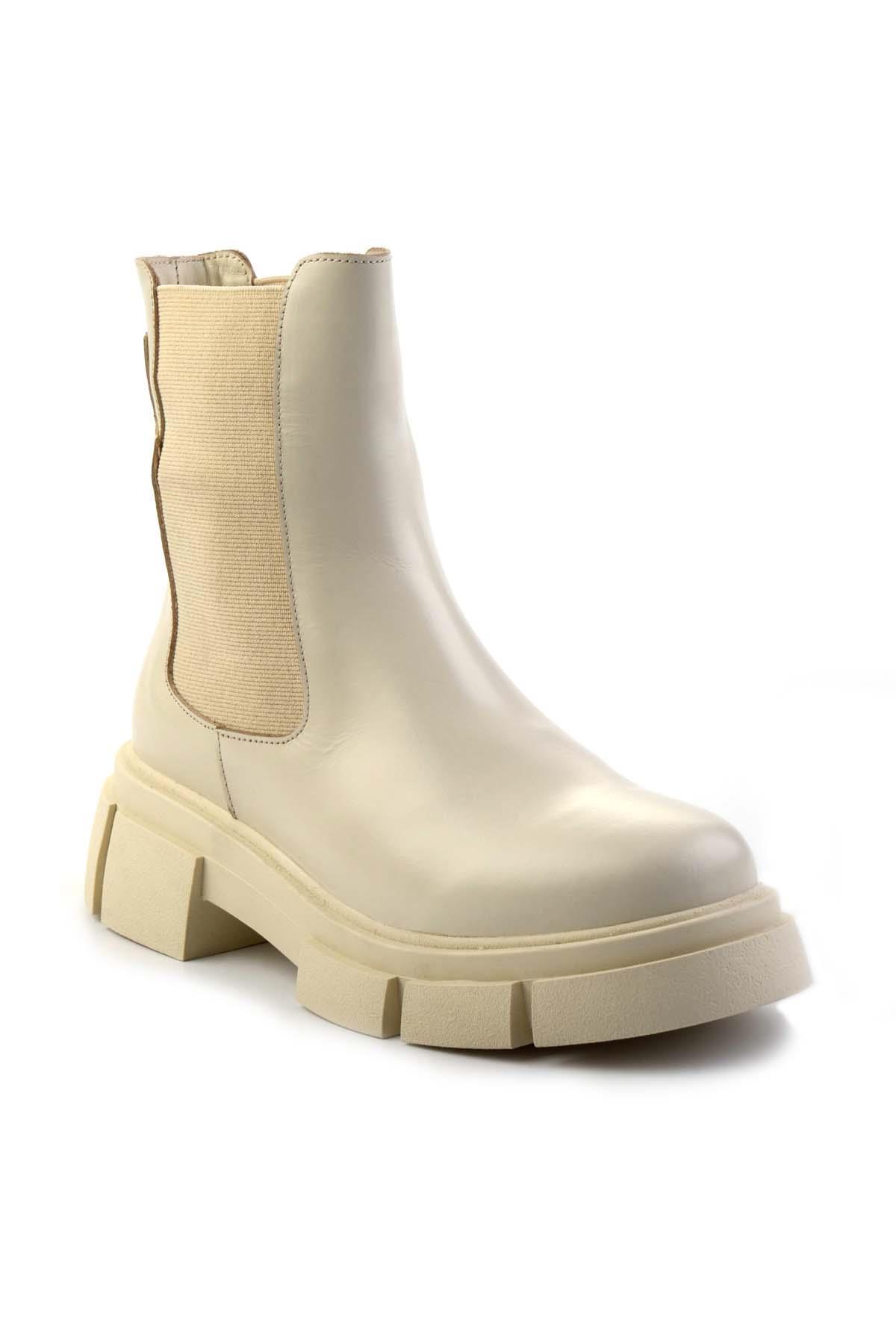 Bej Hakiki Deri Kadın Bot & Bootie K02060050003
