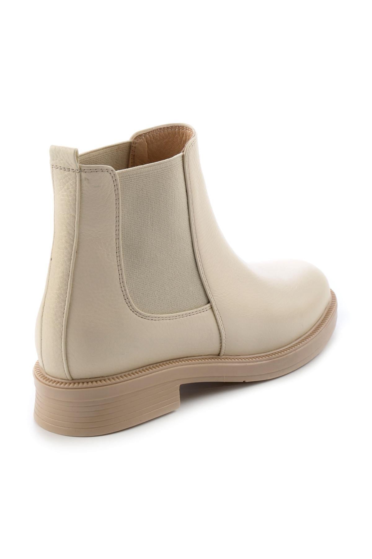 Bej Hakiki Deri Kadın Bot & Bootie K02531205703