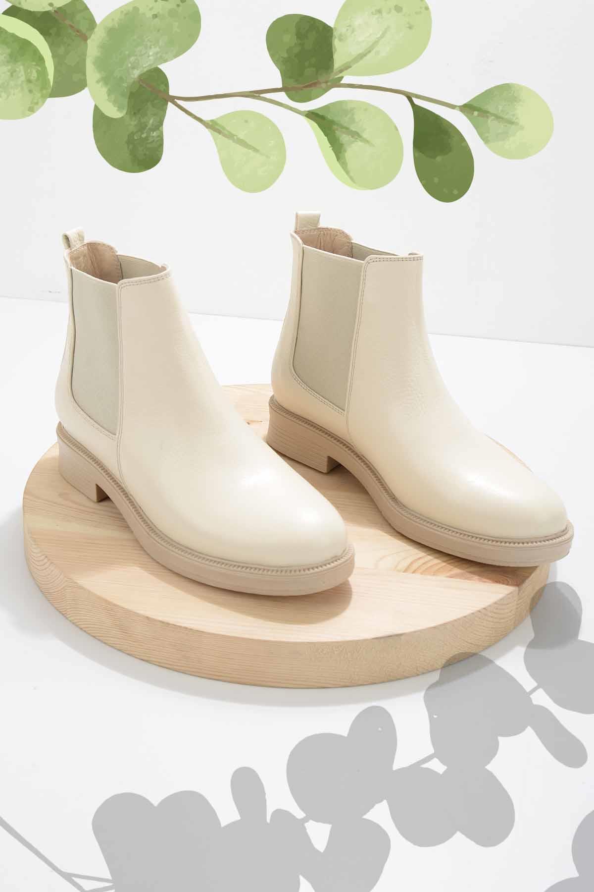 Bej Hakiki Deri Kadın Bot & Bootie K02531205703