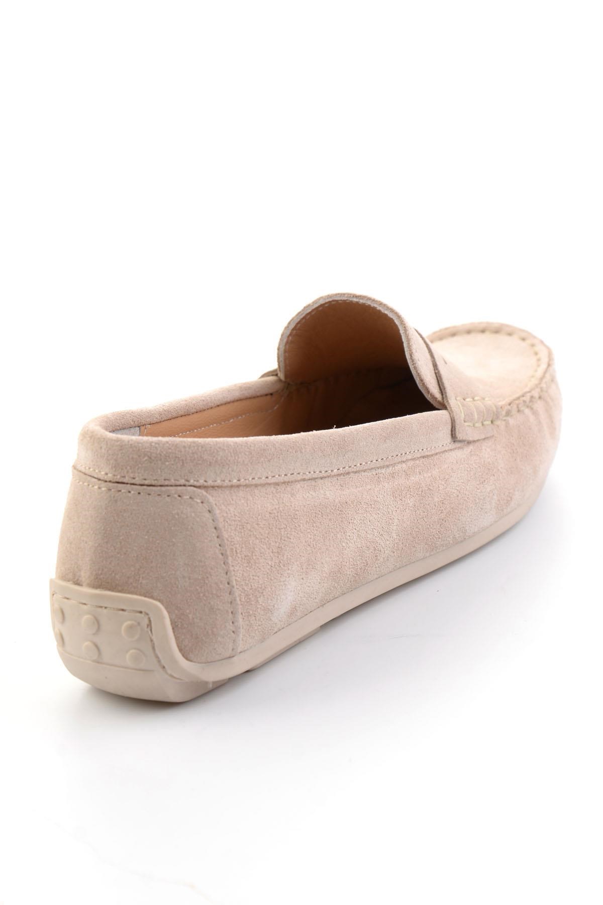 Bej Hakiki Deri Kadın Loafer Ayakkabı K01045035702
