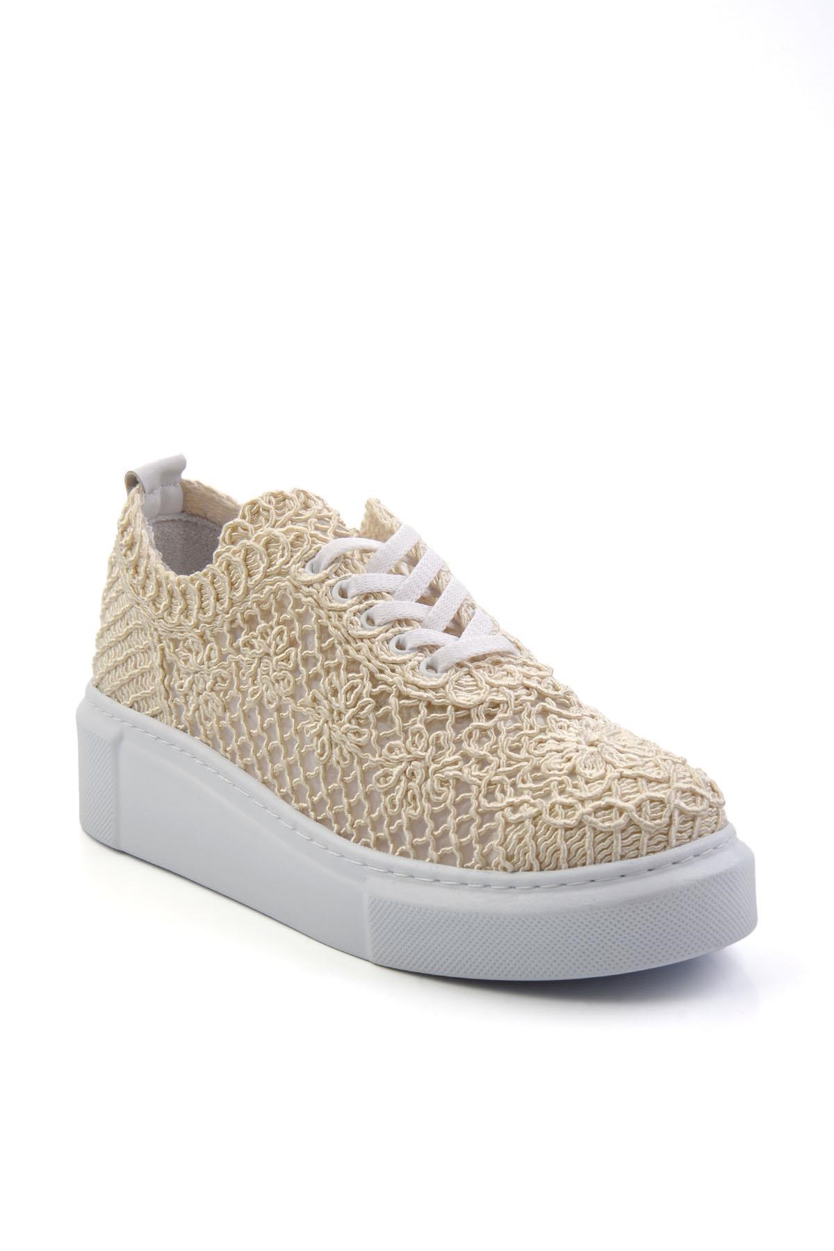 Bej Hakiki Deri Kadın Sneaker K01303018716