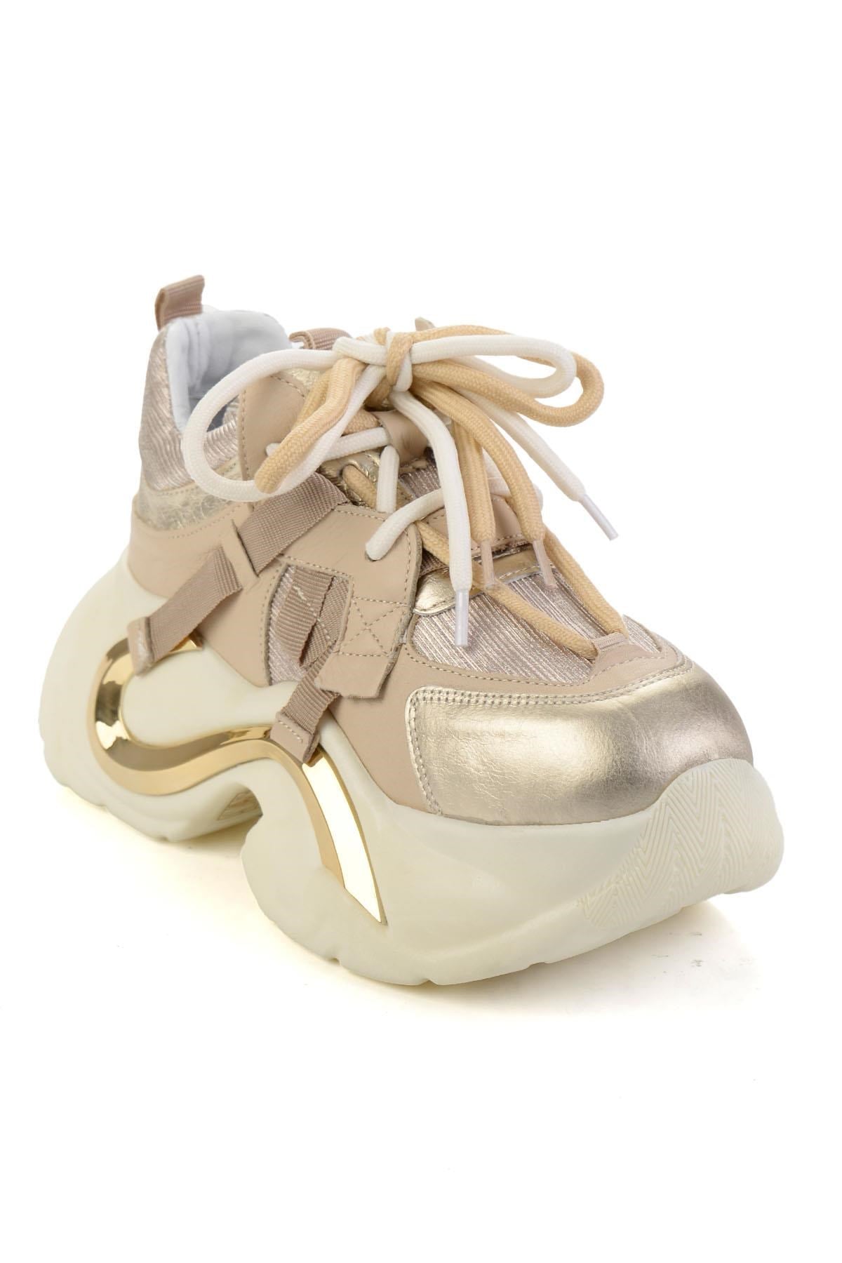 Bej Hakiki Deri Kadın Sneaker K01480005303