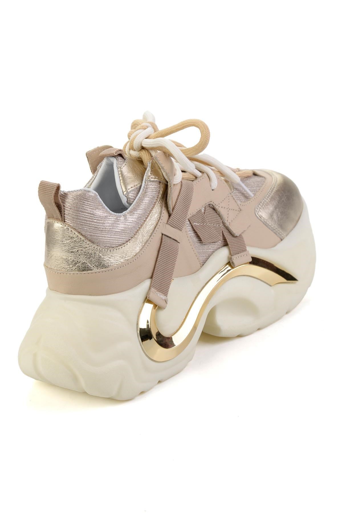 Bej Hakiki Deri Kadın Sneaker K01480005303