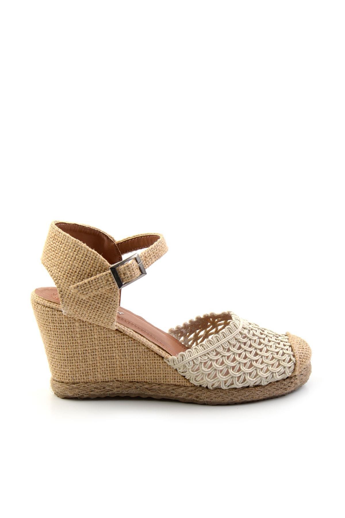 Bej Hasır  Kadın Espadril K01874414028