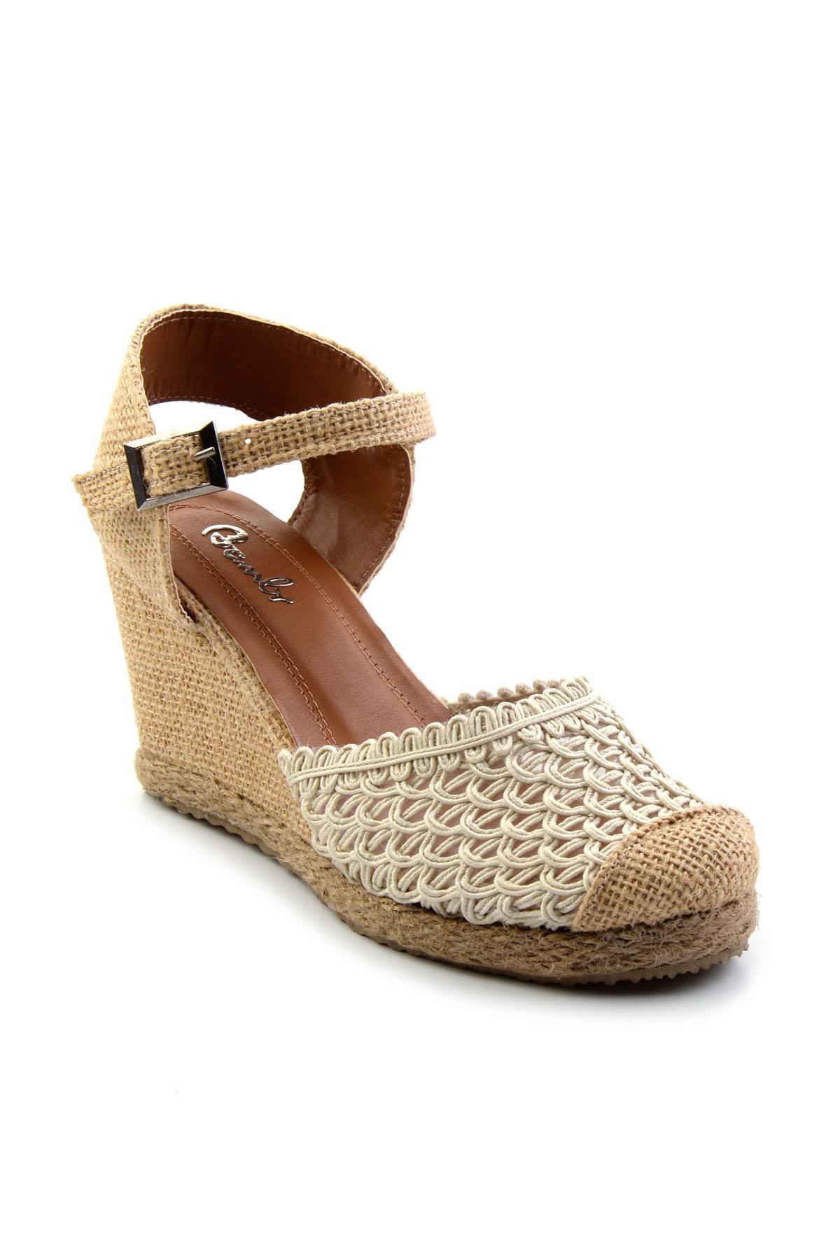 Bej Hasır  Kadın Espadril K01874414028
