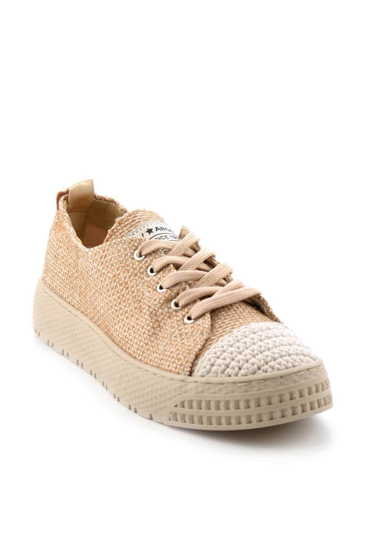 Bej Keten  Kadın Sneaker K01129012018