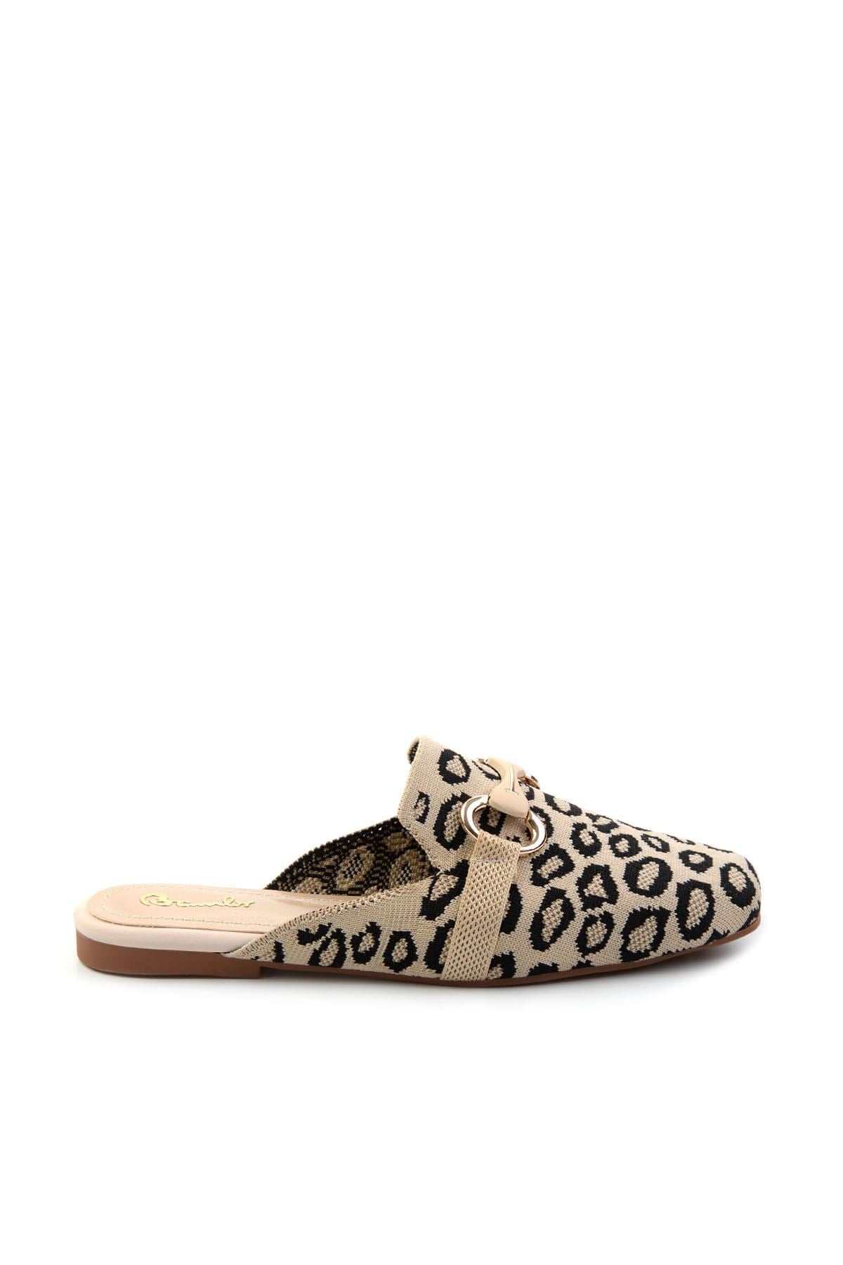 Bej Leopar  Kadın Terlik K04327012482