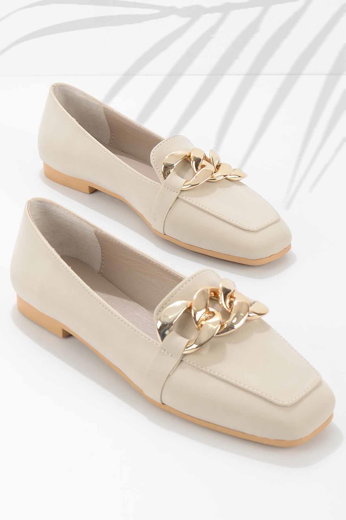 Bej Nubuk  Kadın Loafer Ayakkabı K01641165901