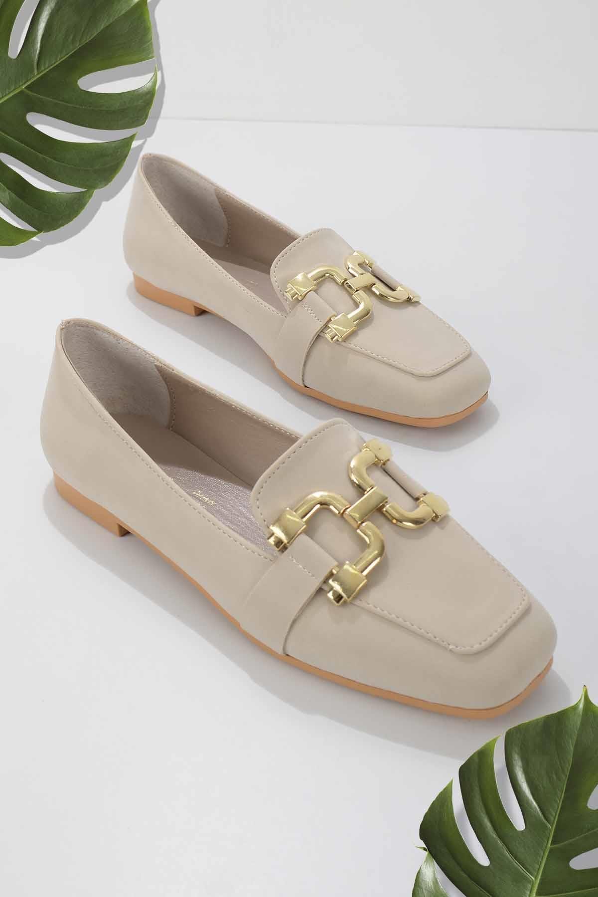 Bej Nubuk  Kadın Loafer Ayakkabı K01641166101