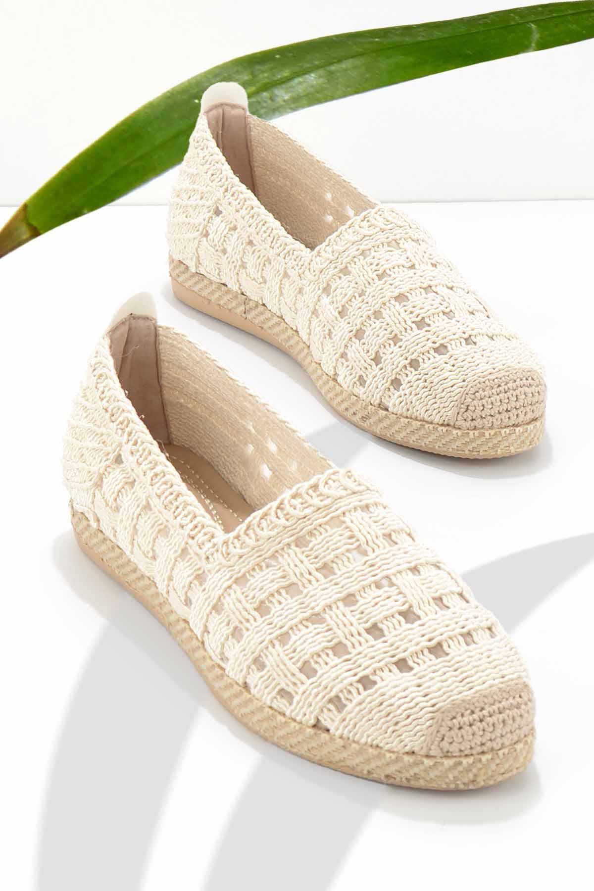 Bej Örgü  Kadın Espadril K01117010116