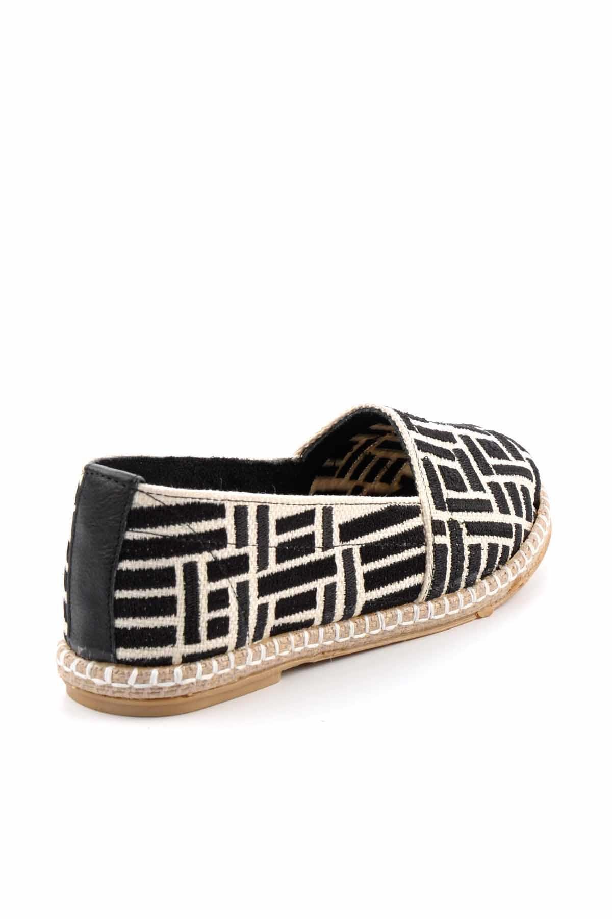 Bej Siyah Leather Kadın Espadril K01534070628