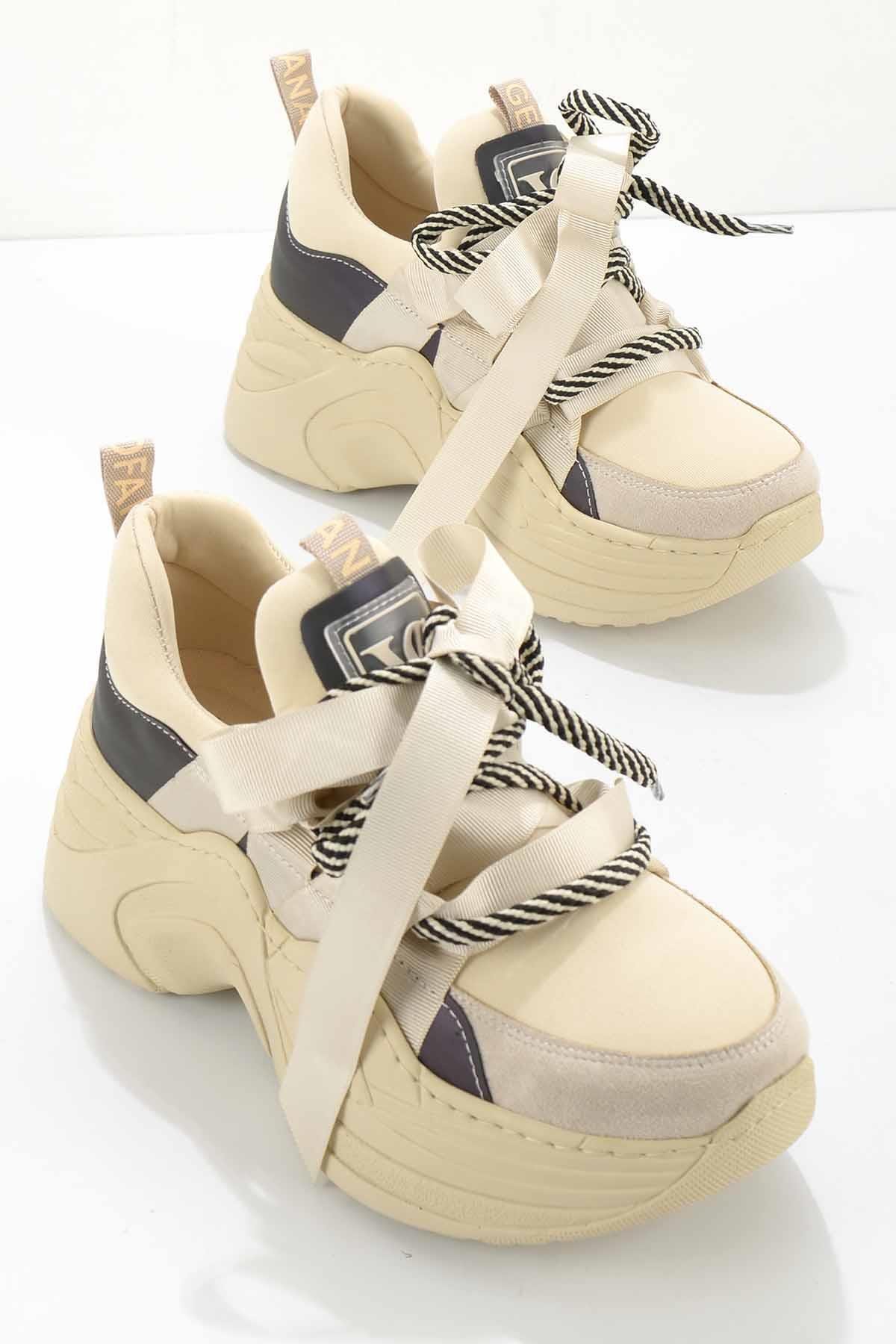 Bej Streç  Kadın Sneaker K01545202817