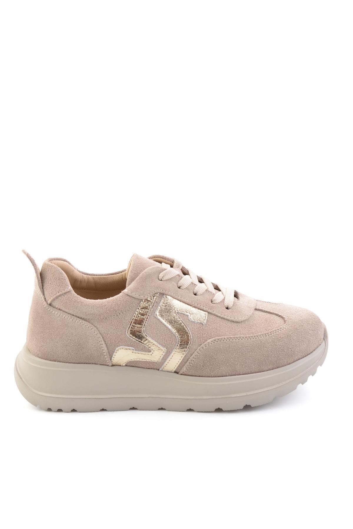 Bej Süet Hakiki Deri Kadın Sneaker K01753050902
