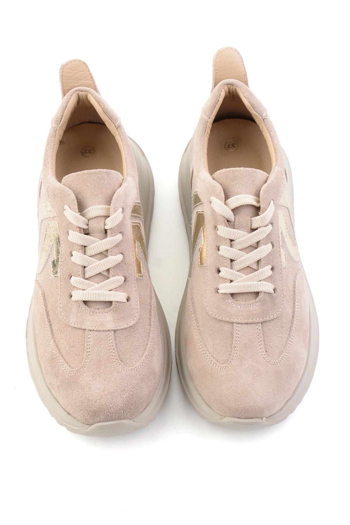 Bej Süet Hakiki Deri Kadın Sneaker K01753050902