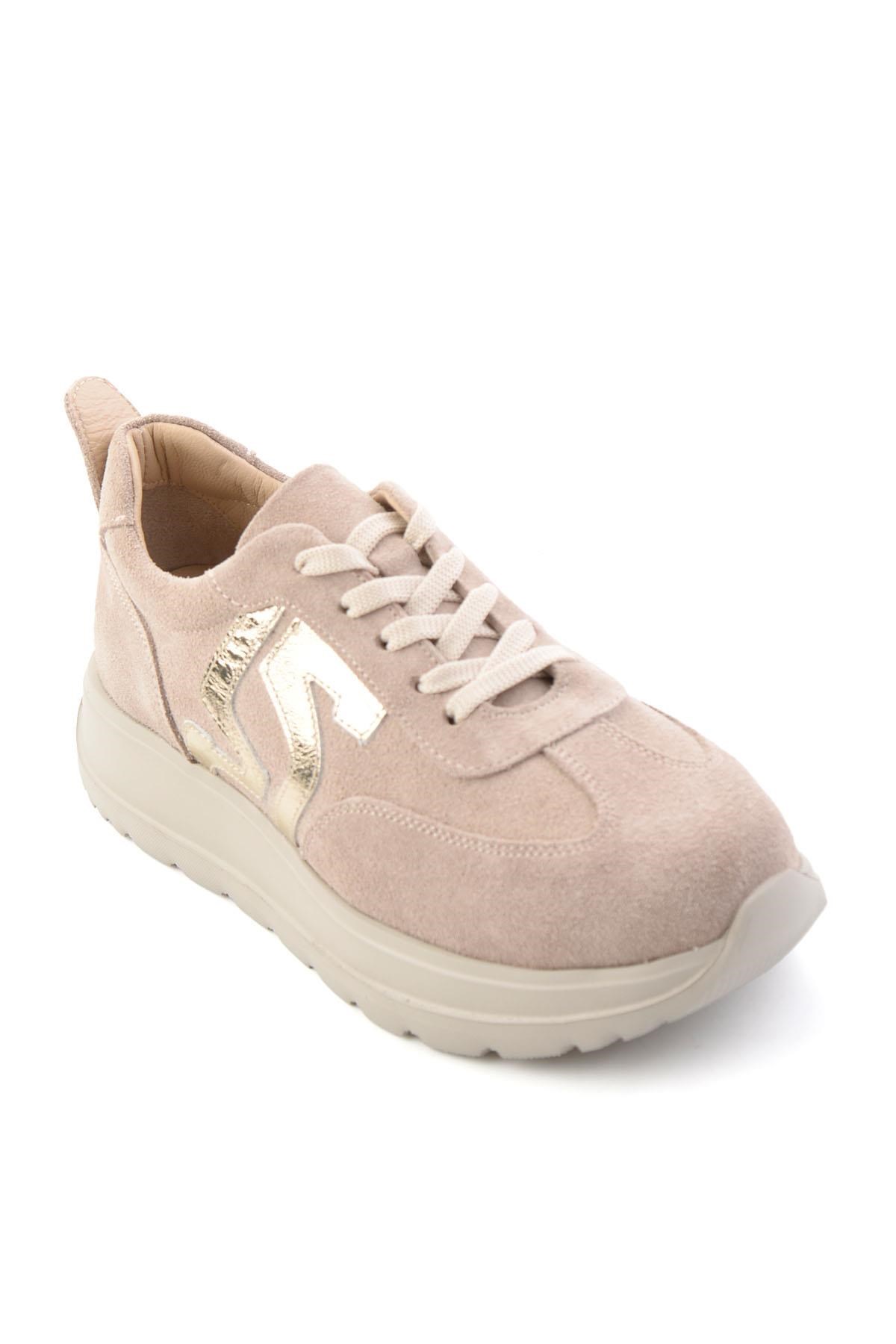 Bej Süet Hakiki Deri Kadın Sneaker K01753050902