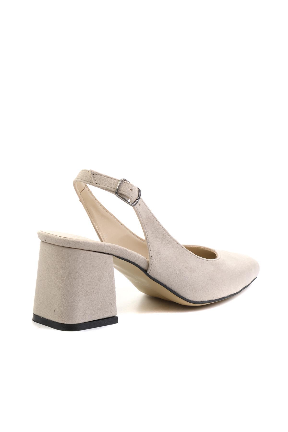 Bej Süet  Kadın Klasik Topuklu Ayakkabı K01842029465