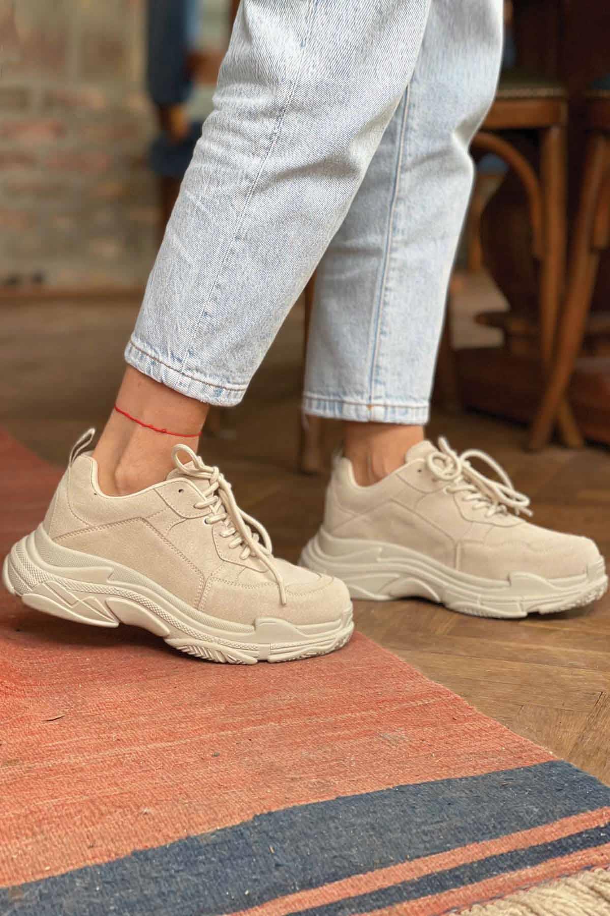 Bej Süet  Kadın Sneaker K01591007202
