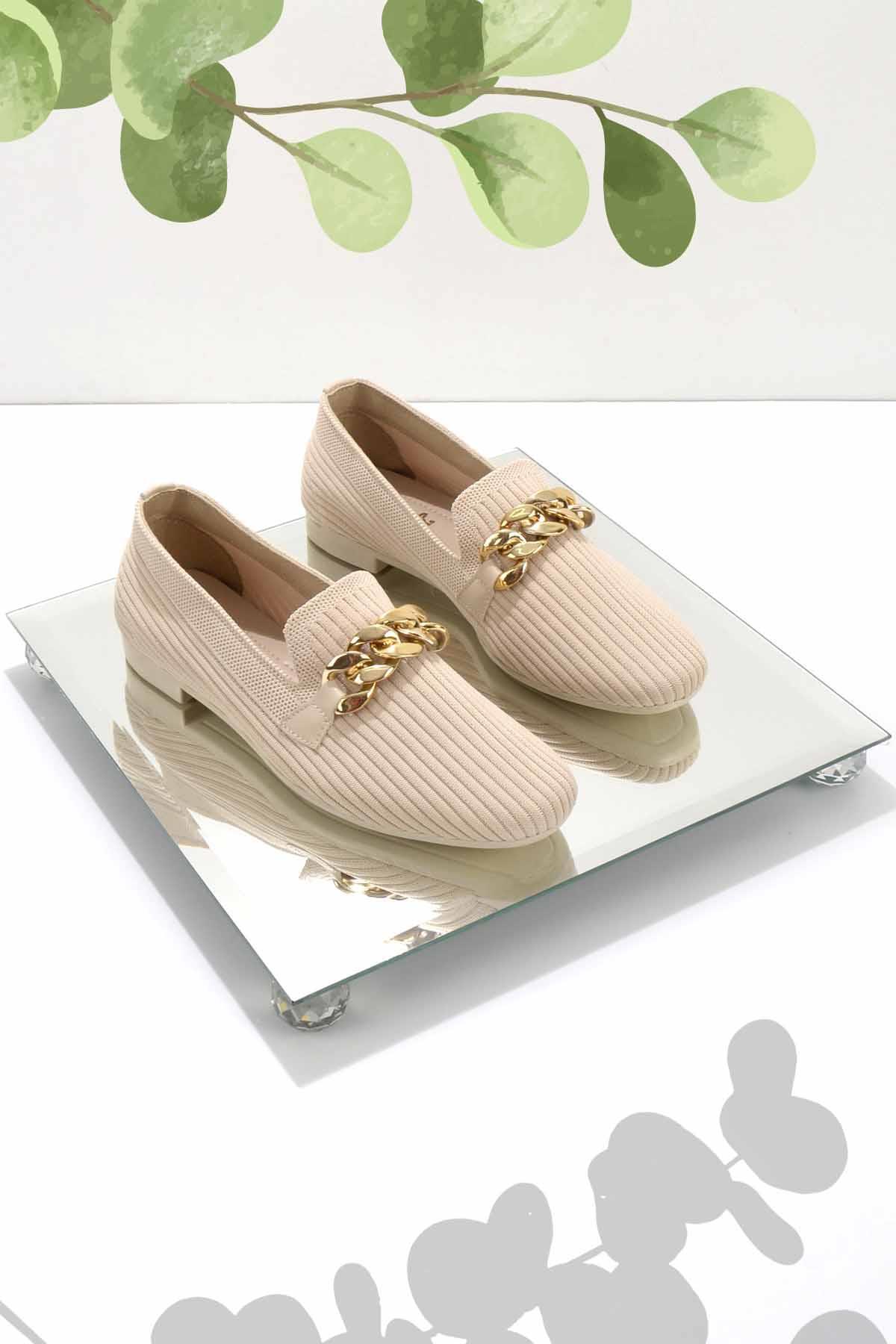 Bej Triko  Kadın Loafer Ayakkabı K01320301882