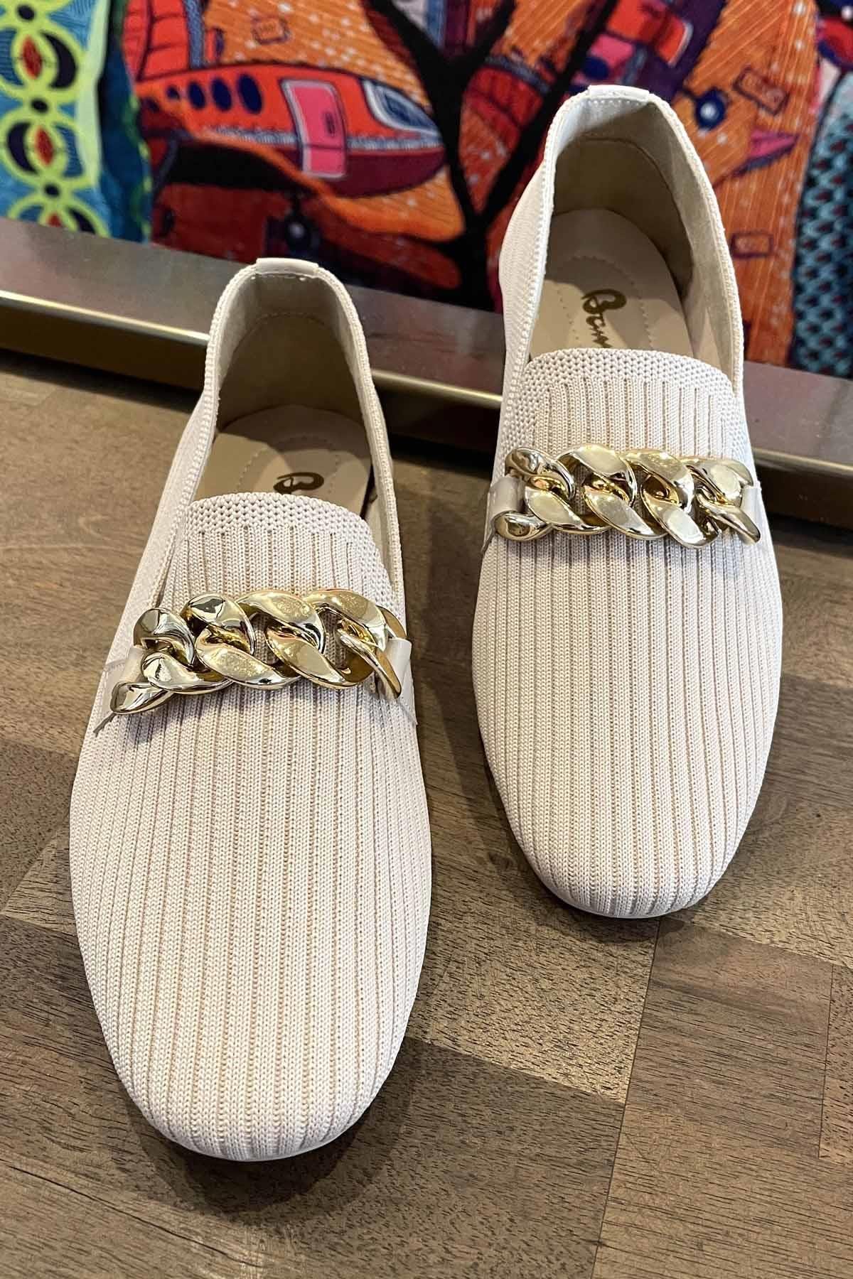 Bej Triko  Kadın Loafer Ayakkabı K01320301882