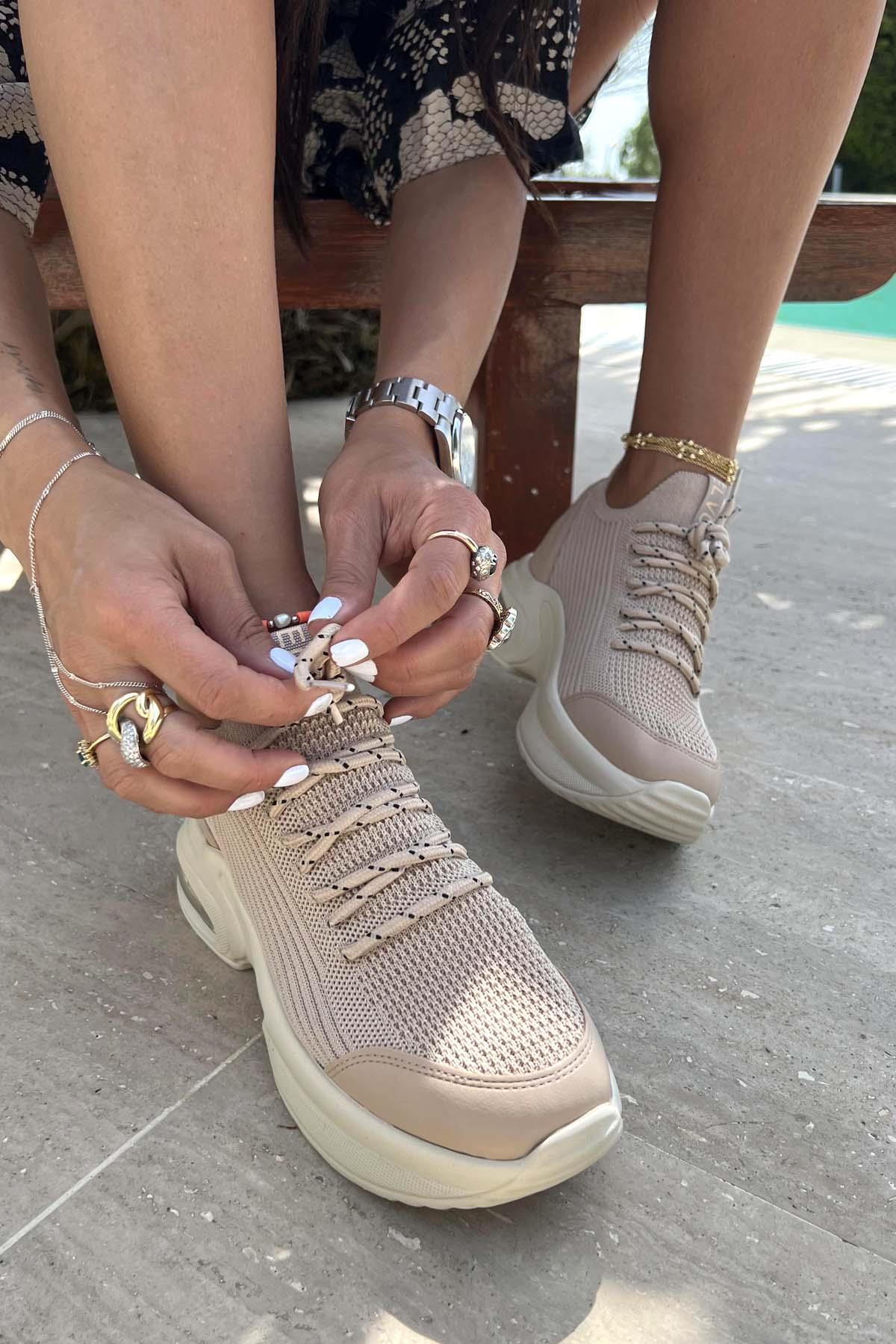 Bej Triko  Kadın Sneaker K01932430782