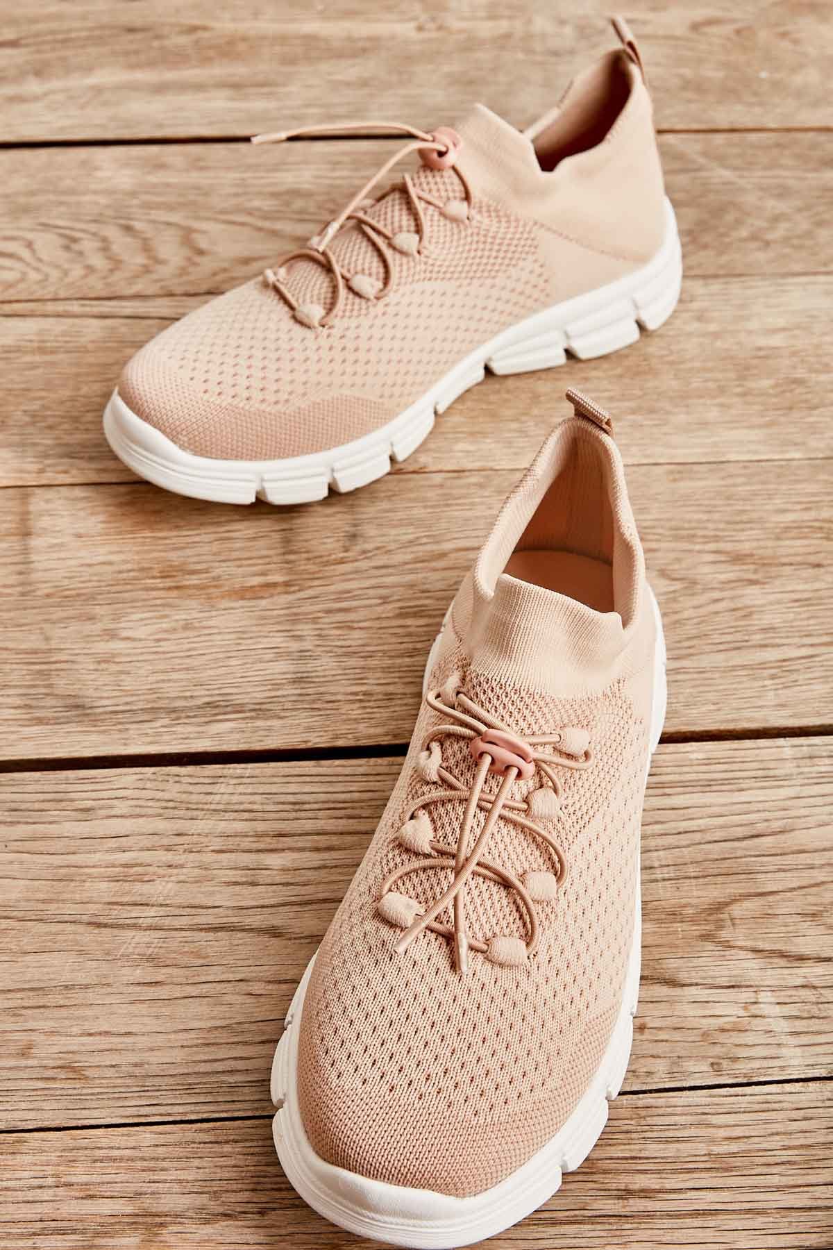 Bej/Koyu Bej Kadın Sneaker