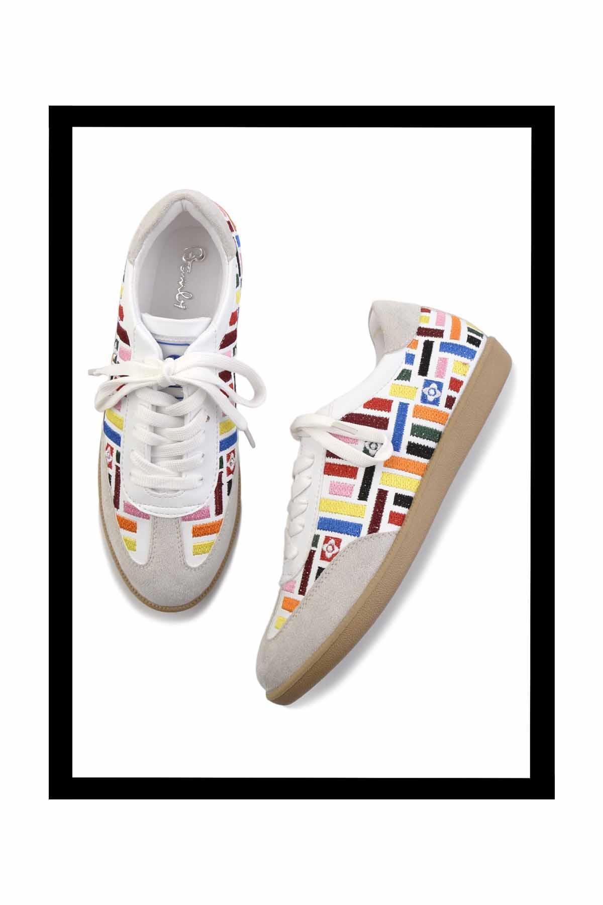 Beyaz Çok Renkli  Kadın Sneaker K01179761009