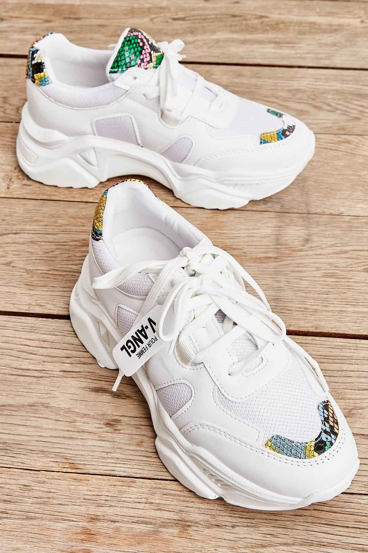 Beyaz Çok Renkli  Kadın Sneaker K01512438309