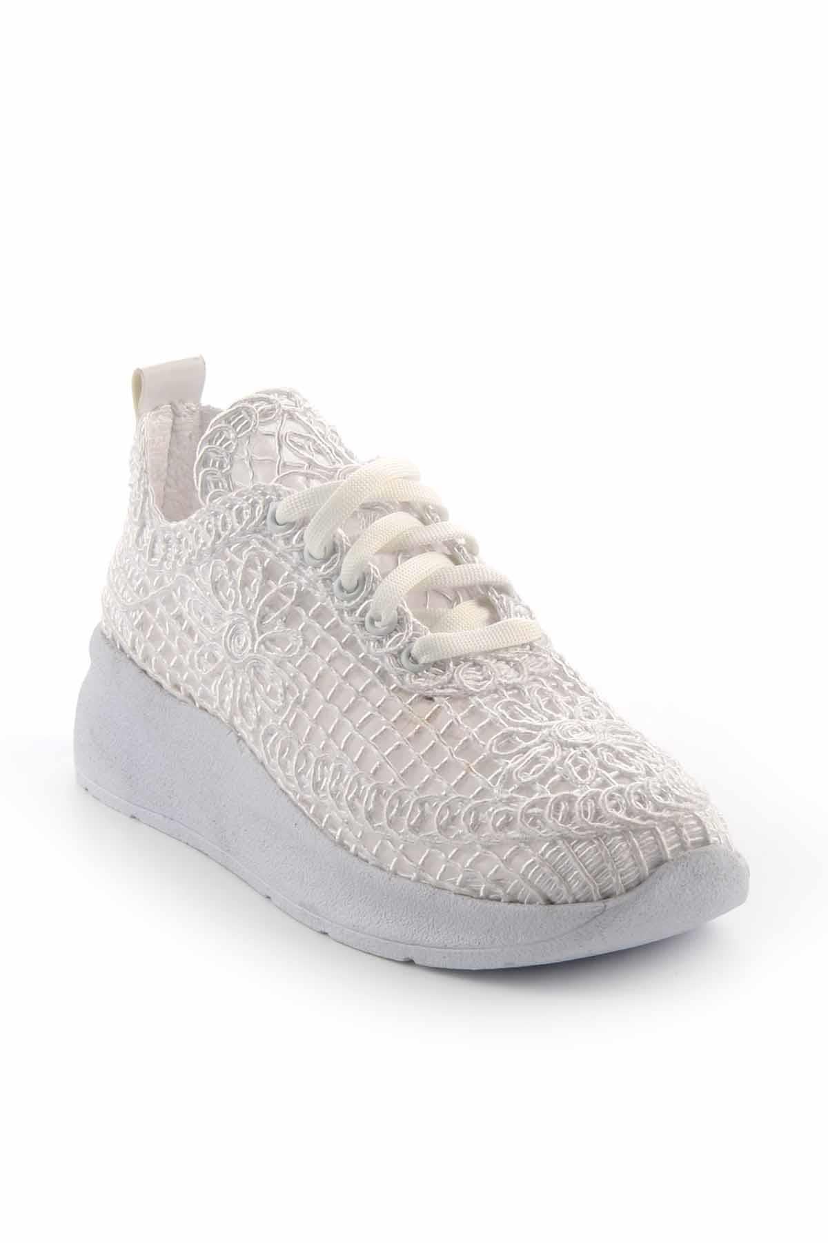 Beyaz Dantel  Kadın Sneaker K01343038013