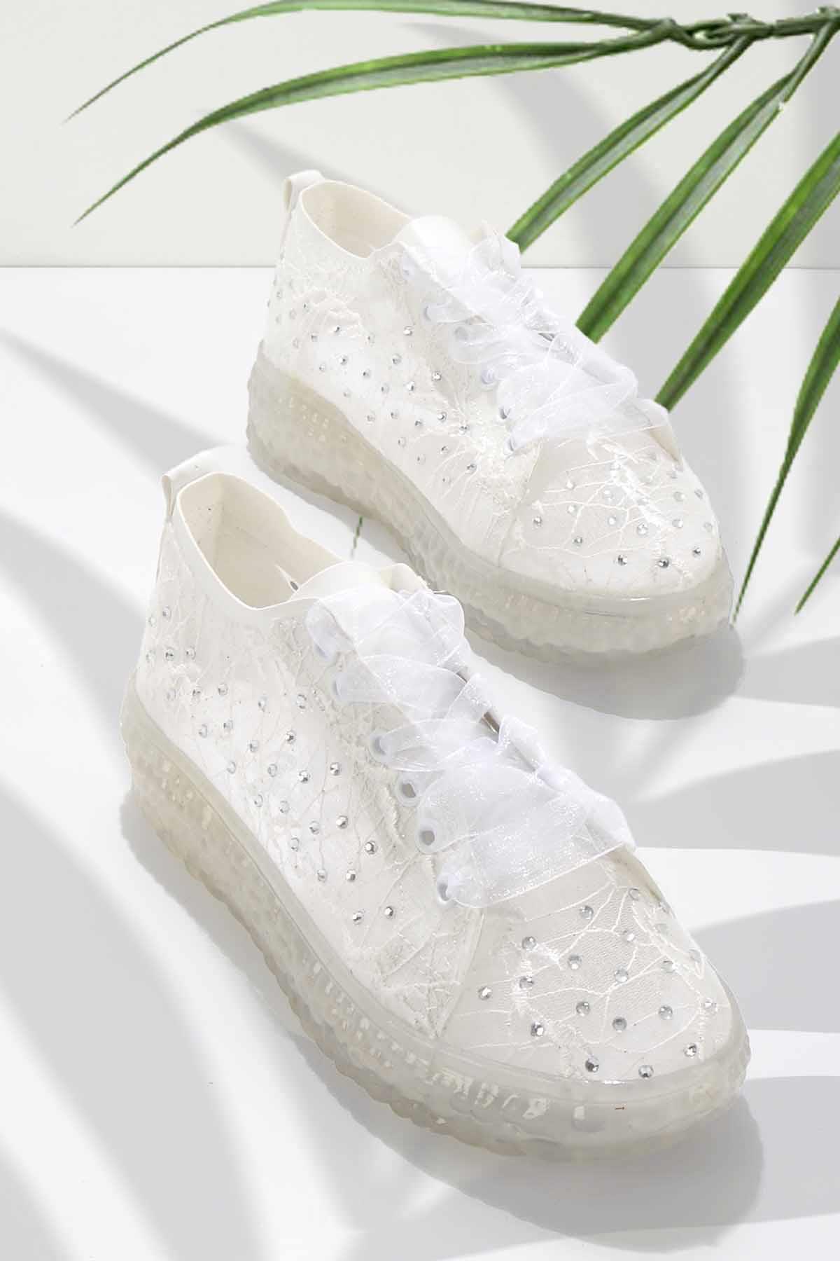 Beyaz Dantel  Kadın Sneaker K01671640313