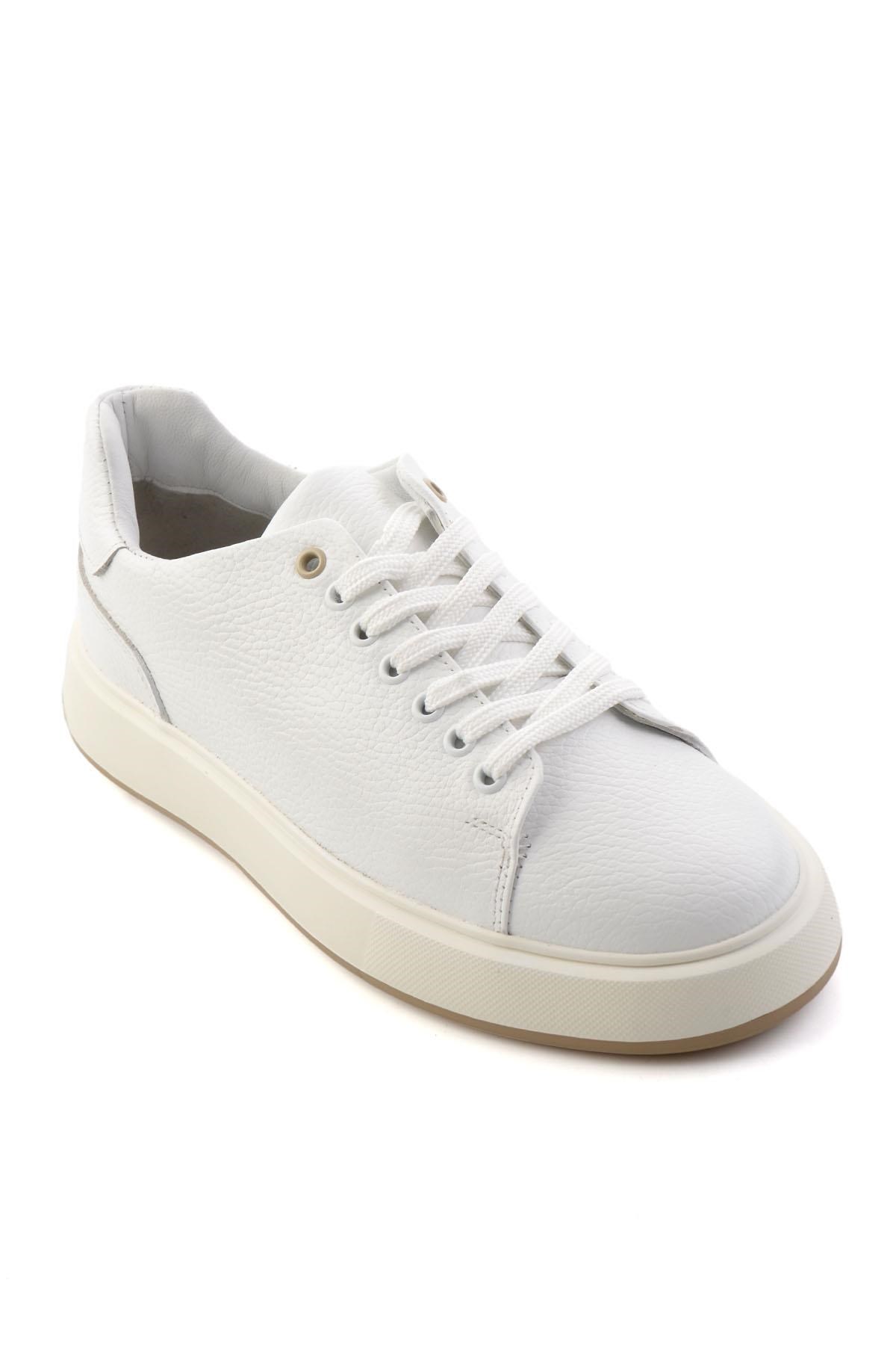 Beyaz Floter Hakiki Deri Erkek Sneaker E01401120740