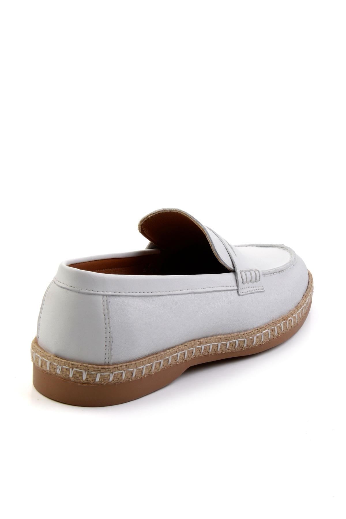 Beyaz Hakiki Deri Erkek Espadril E01079709003